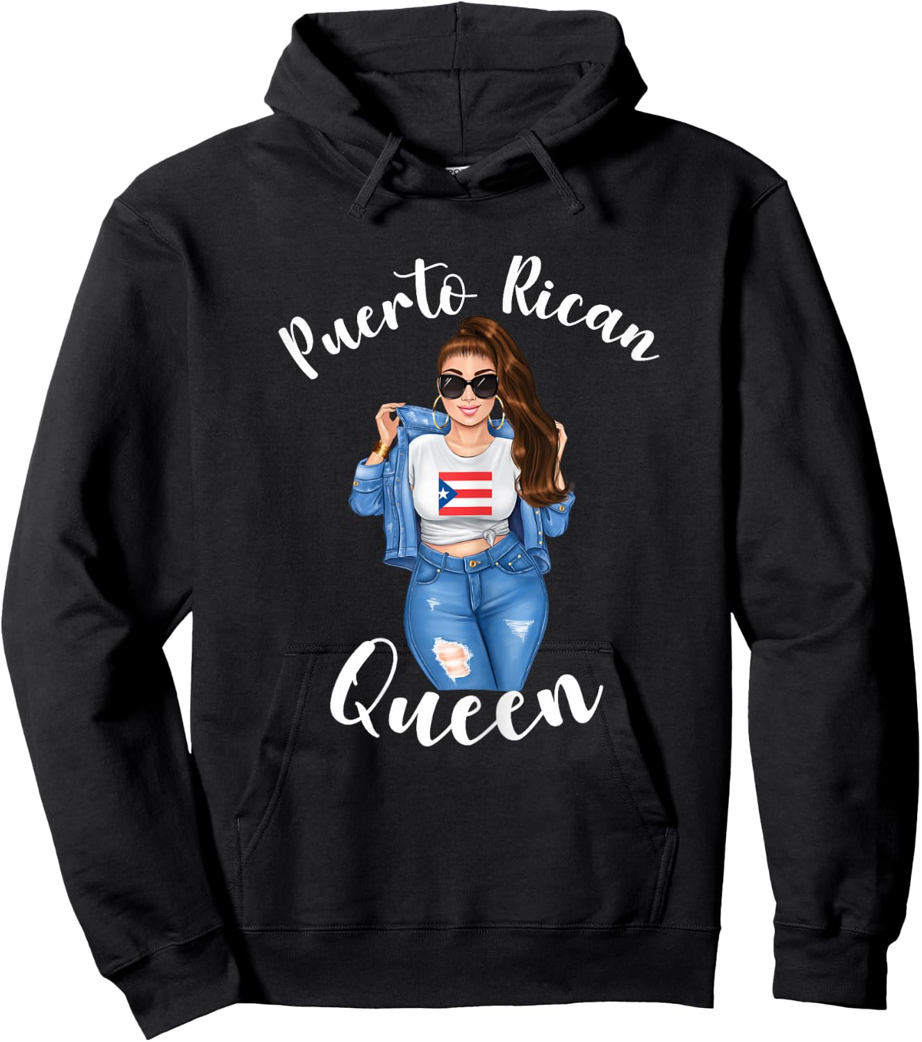 Puerto Rican Queen Proud Mexican Latin Sunshine Sassy Woman Hoodie - Hoodie | Black