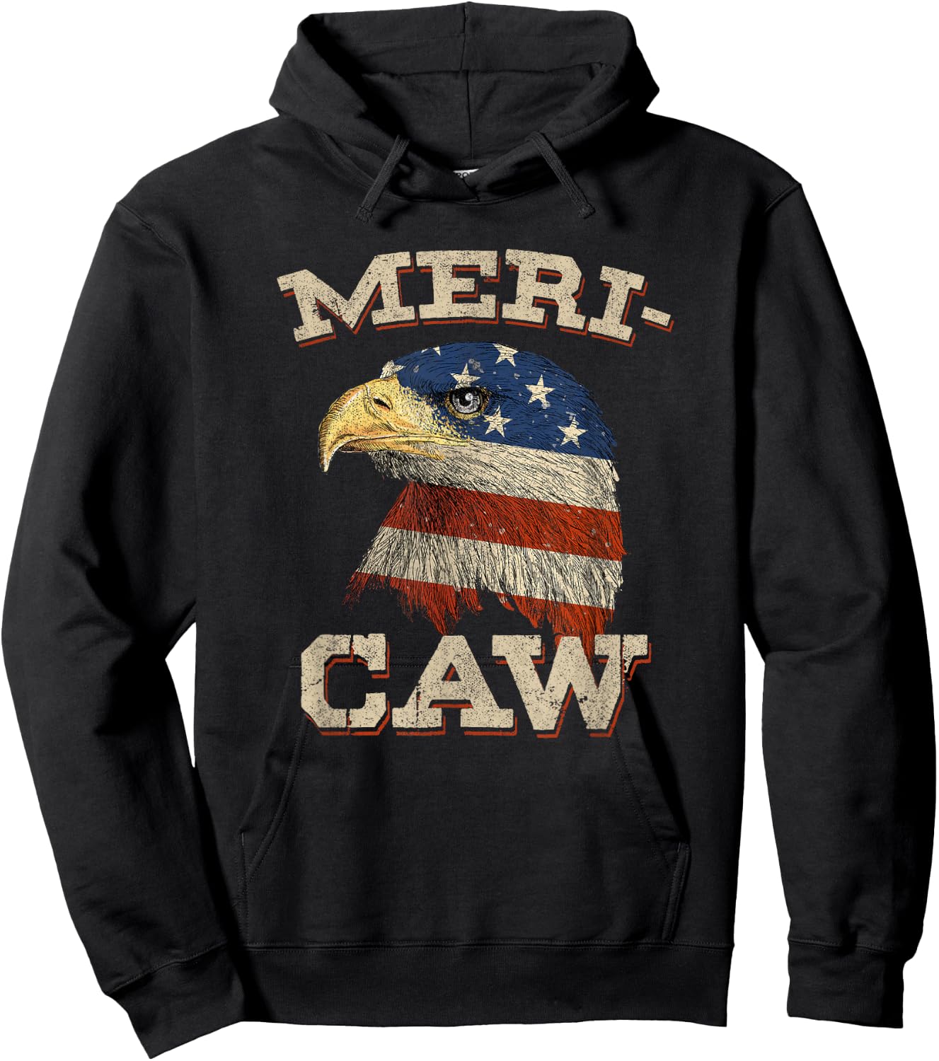 Eagle Meri - Caw Merica 4th of July American Flag USA Women Men Hoodie - Hoodie | Black