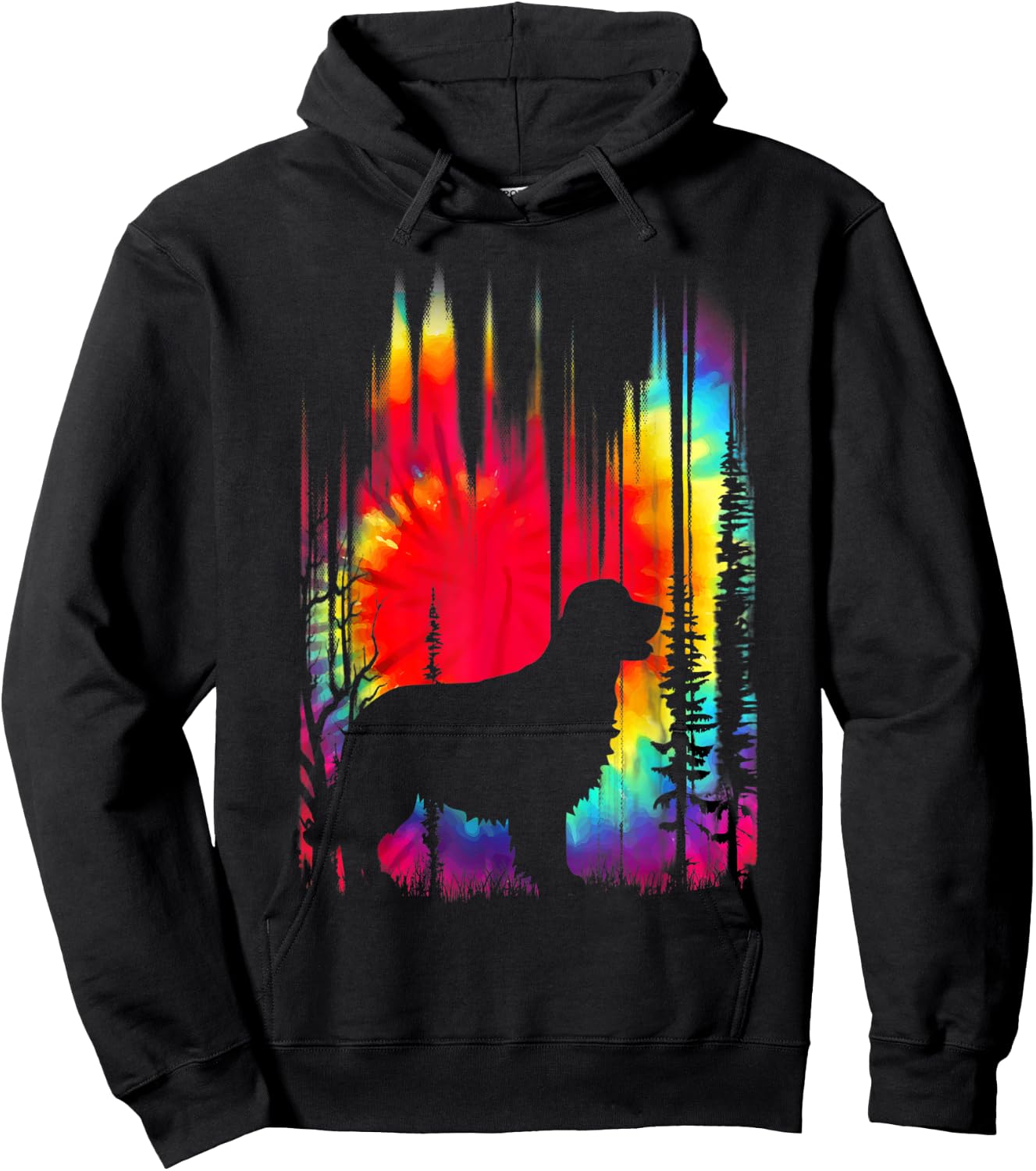 Golden Retriever Dog Colorful Tie Dye Hippie Puppy Lovers Men Women Kids Hoodie - Hoodie | Black