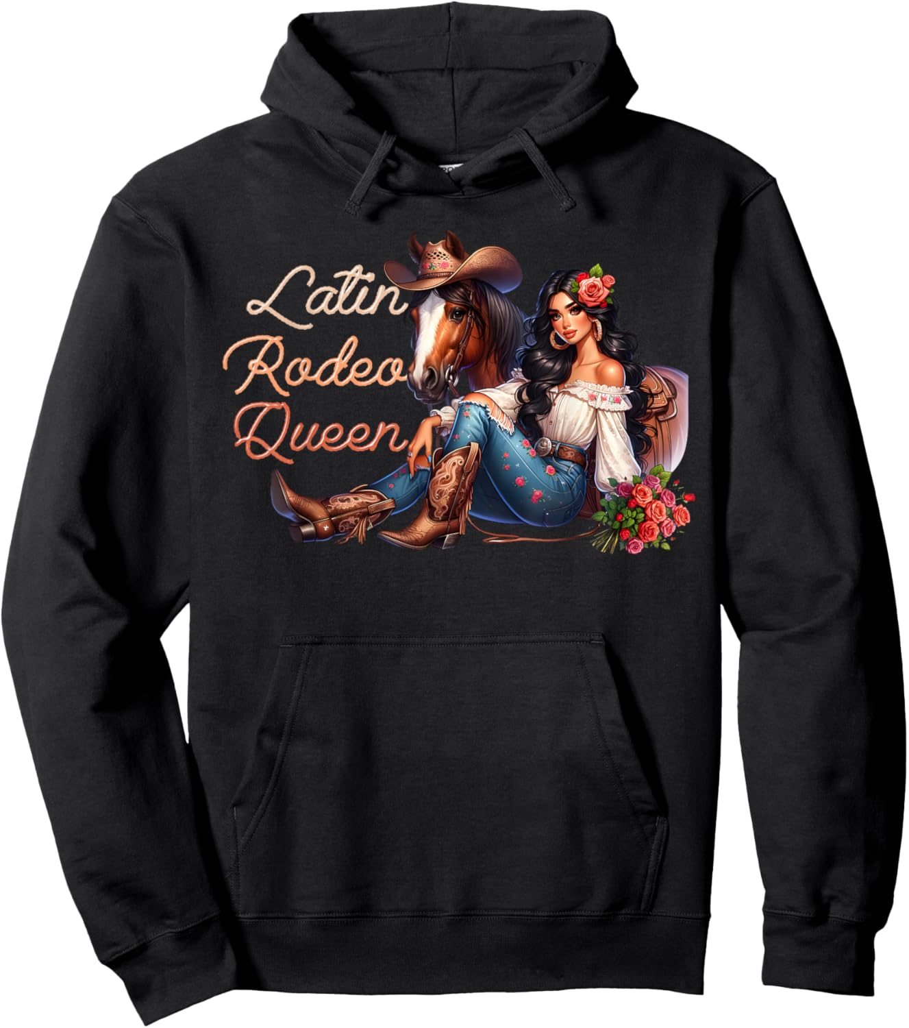 Latin Rodeo Queen Mexican Latina Cowgirl Cowboy Western Hoodie - Hoodie | Black