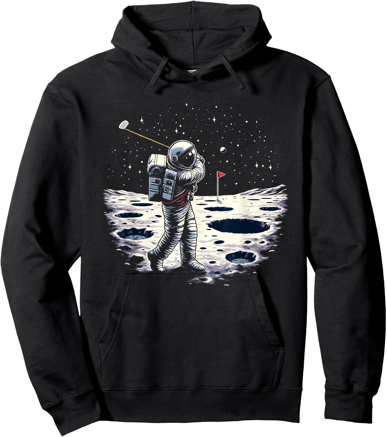Golf Novelty Astronaut Golfing Men Women Kids Funny Golf Hoodie - Hoodie | Black