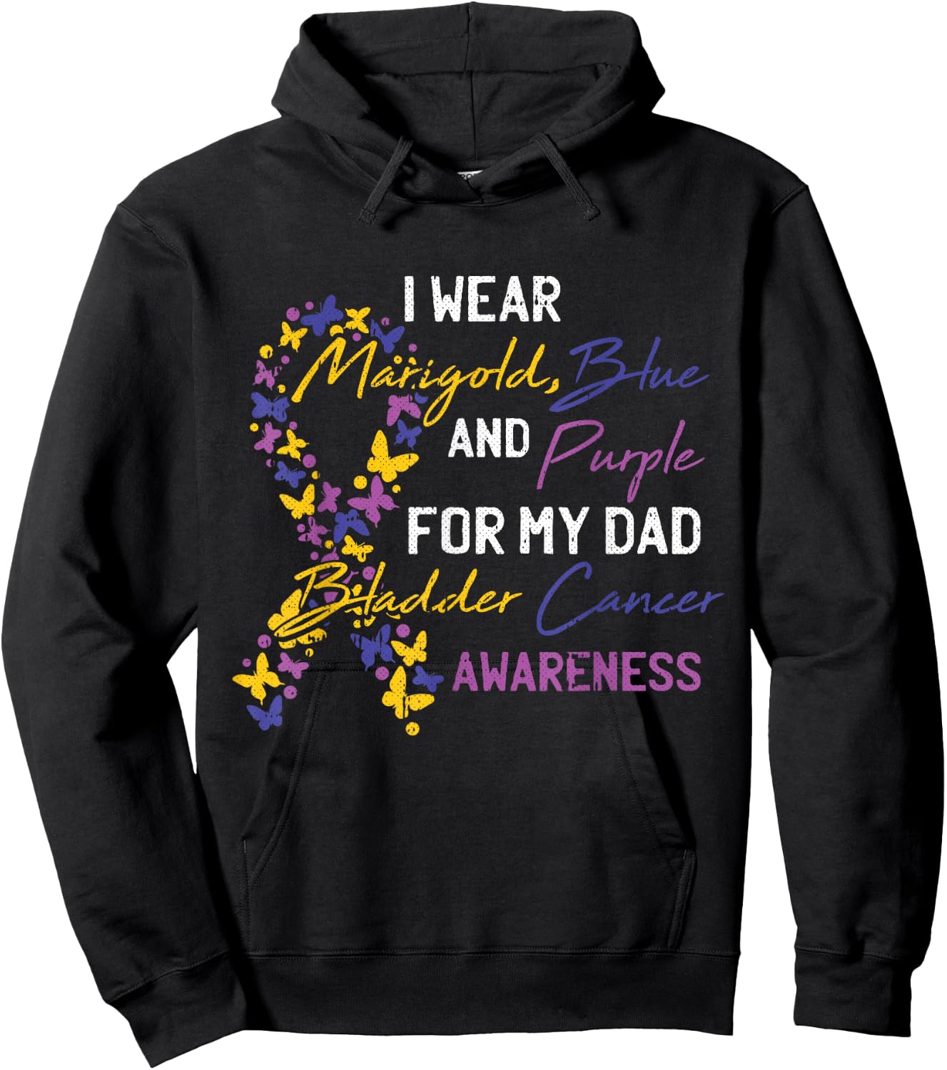 For My Dad Bladder Cancer Awareness Ribbon Warrior Father Hoodie - Hoodie | Black