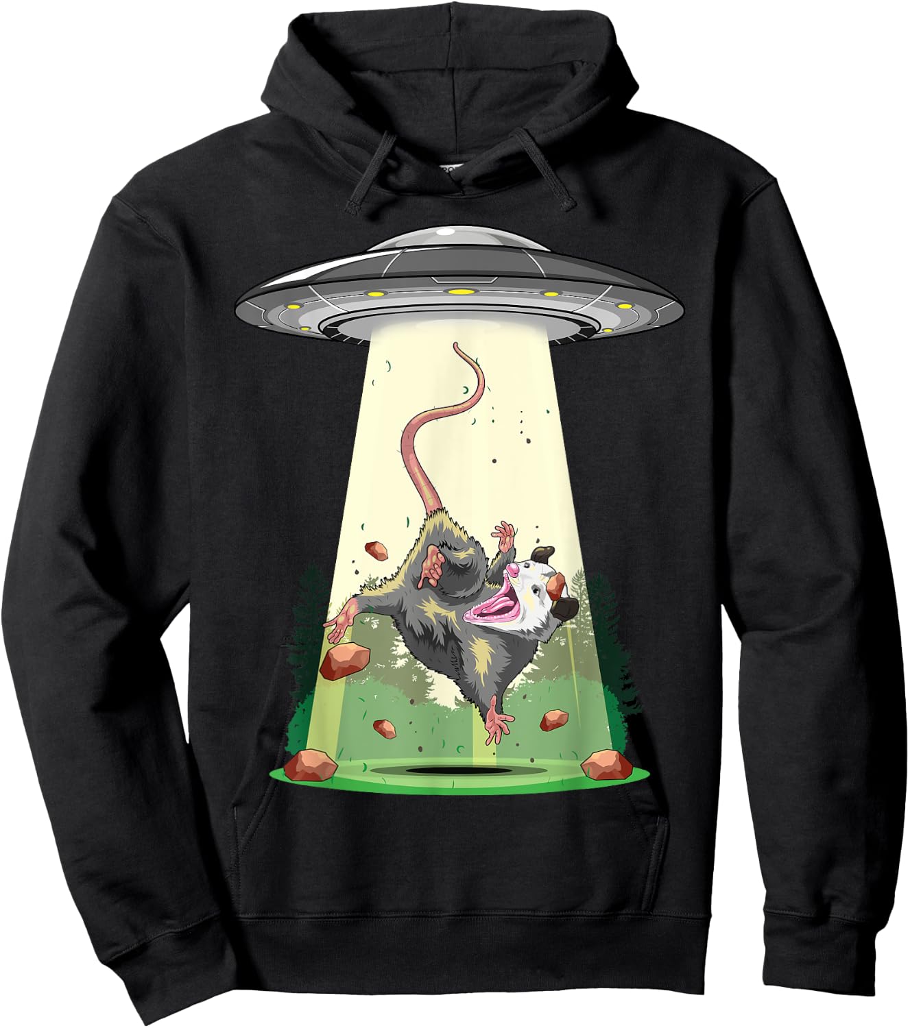 Alien Abduction Shirt Opossum UFO Flying Saucer Conspiracy Hoodie - Hoodie | Black
