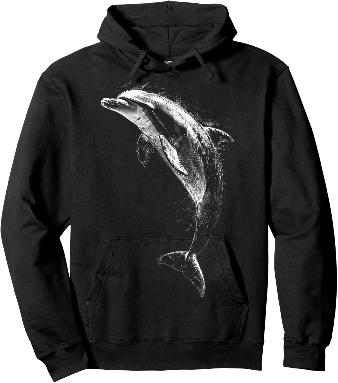 Dolphin Art Drawing Animal Illustration Motif Dolphin Hoodie - Hoodie | Black