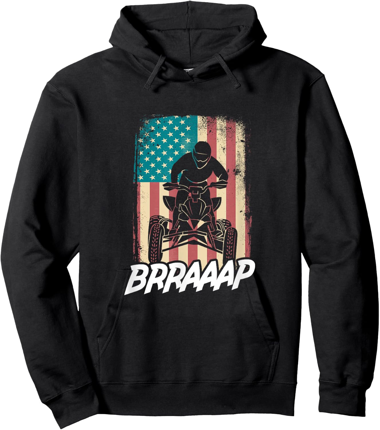 ATV USA American Flag Quad Bike Four Wheeler Biker Rider Hoodie - Hoodie | Black