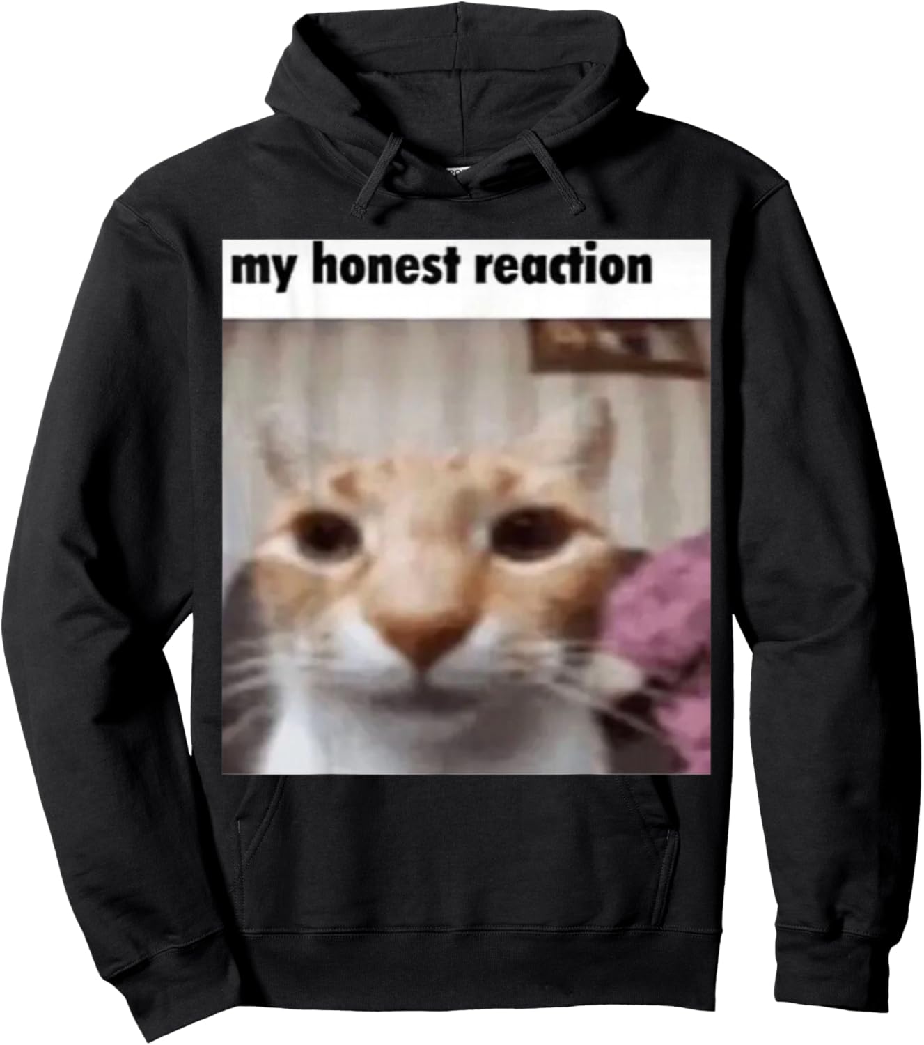 My Honest Reaction Cat Funny Meme Men Women Girls Kids Hoodie - Hoodie | Black