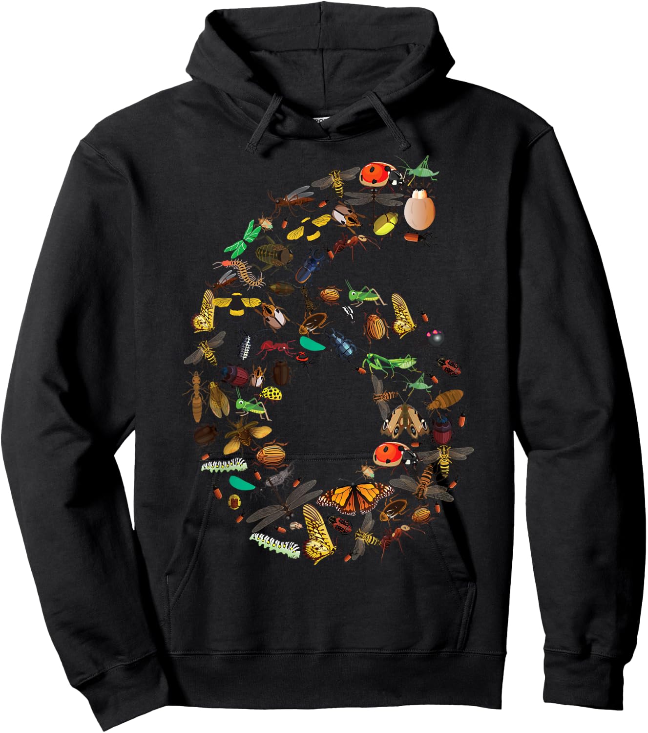 Funny Bugs 6th Birthday Gift | Cute 6 Years Old Boy Girl Kid Hoodie - Hoodie | Black