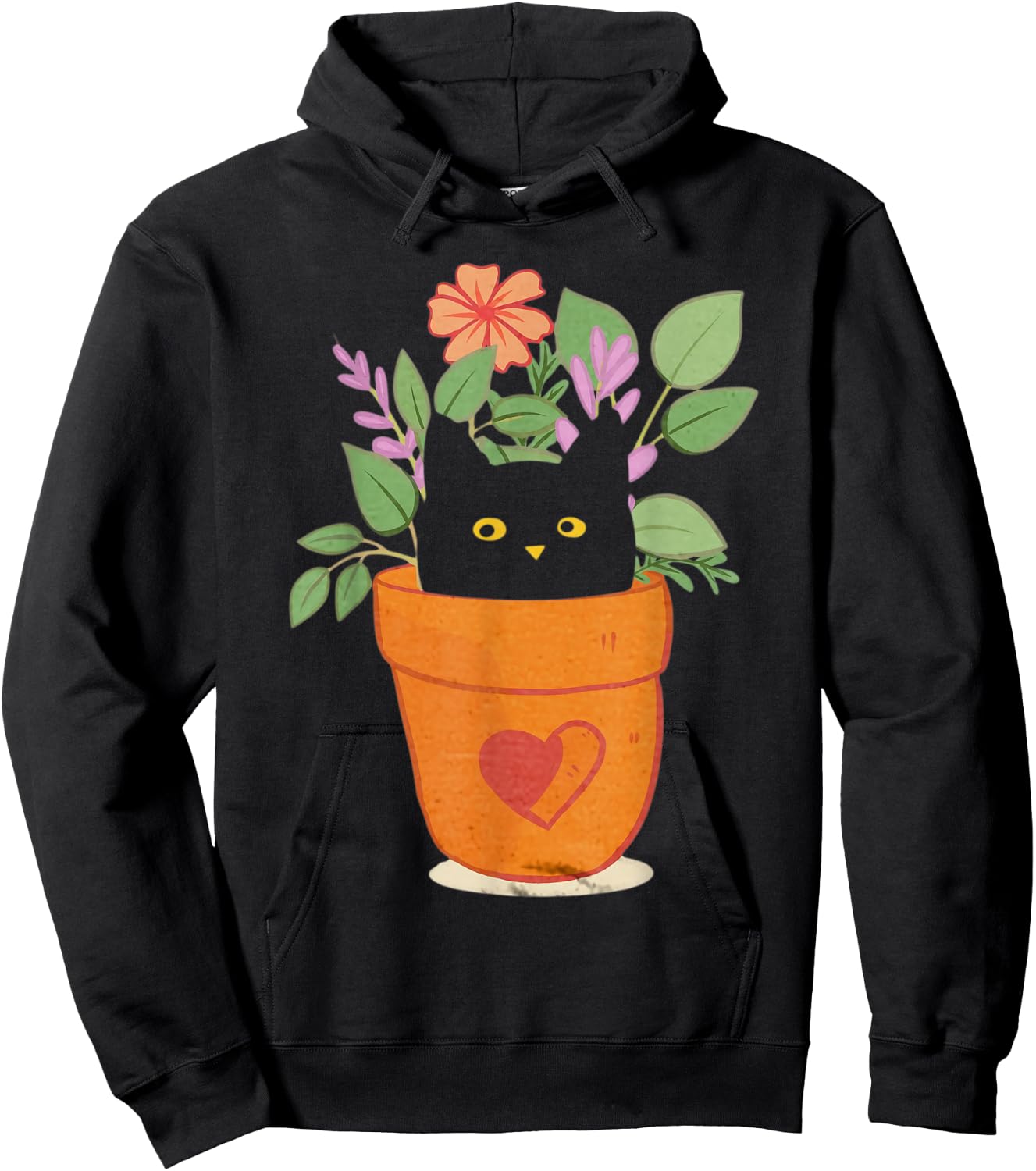 Funny Cat and Plant for Plant Lover Gardener Gardening Hoodie - Hoodie | Black