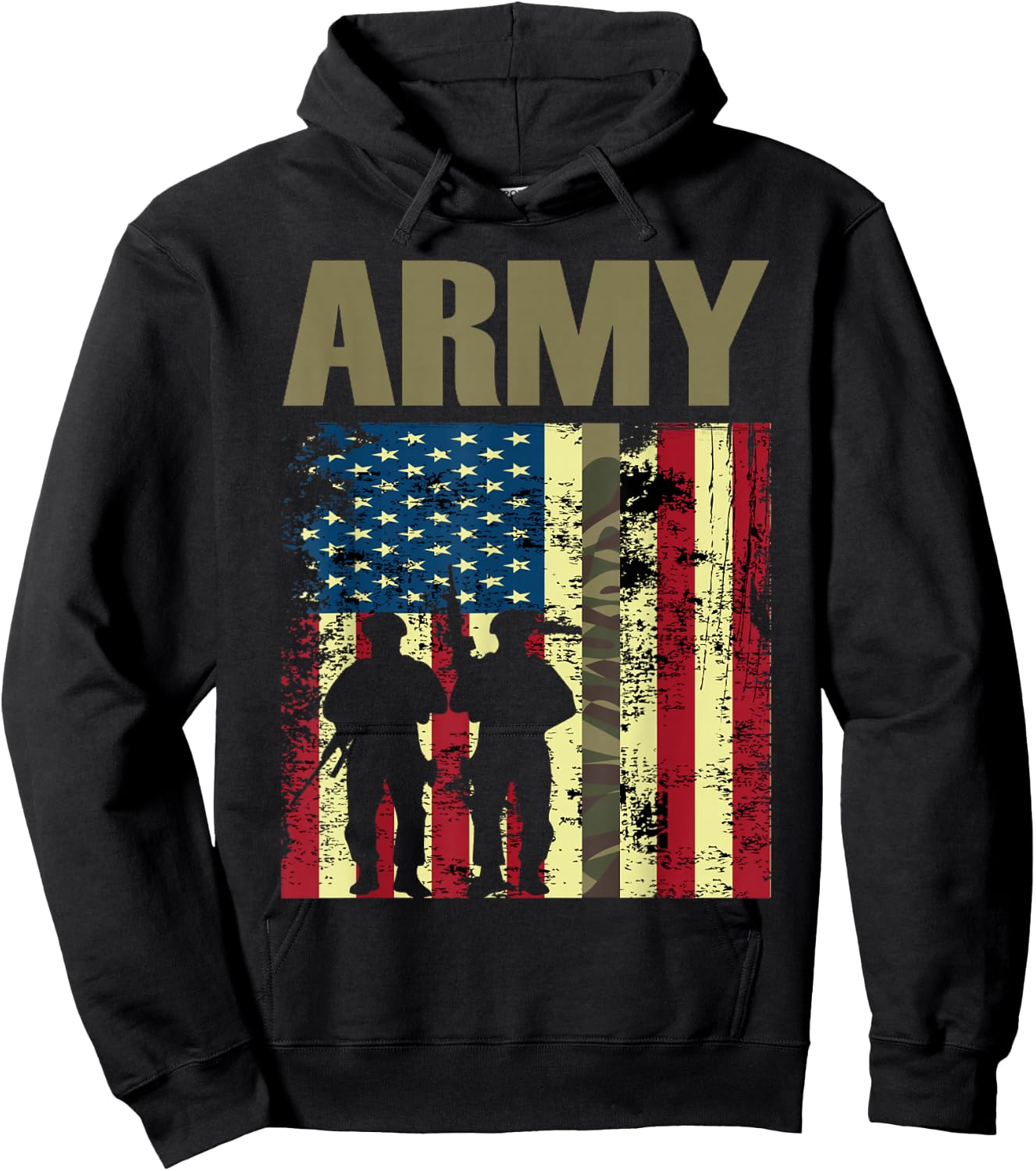 American Flag Camo Us Army 4th of July USA Military Merica Hoodie - Hoodie | Black