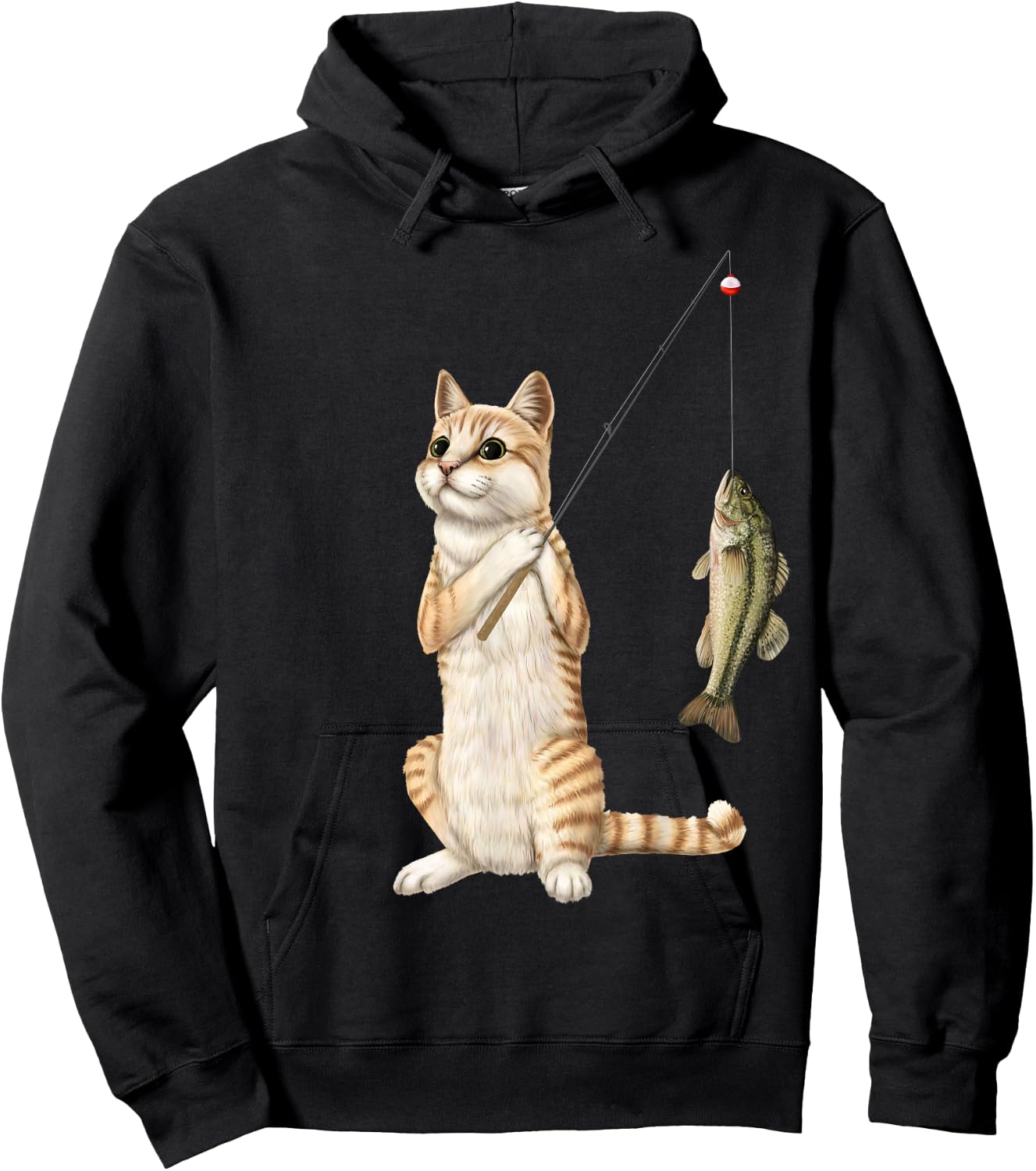 Fishing cat with a bass Hoodie - Hoodie | Black