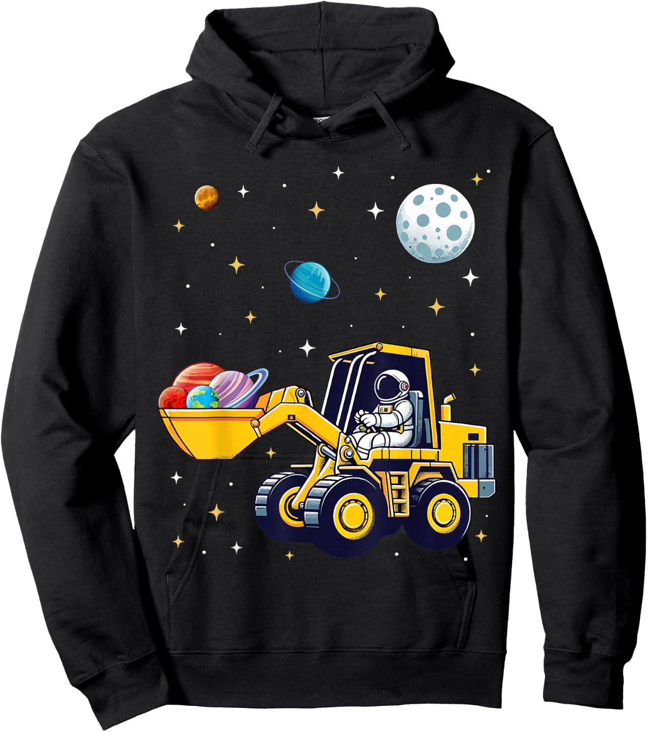 Kids Space Cosmic Excavator Astronaut Space Loader Planet Hoodie - Hoodie | Black