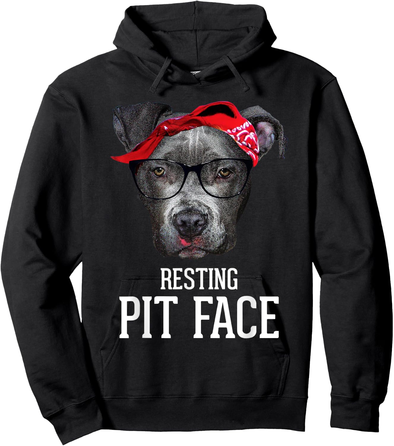 Vintage Pitbull Resting Pit Face - Funny Pitbull Lovers Dog Hoodie - Hoodie | Black
