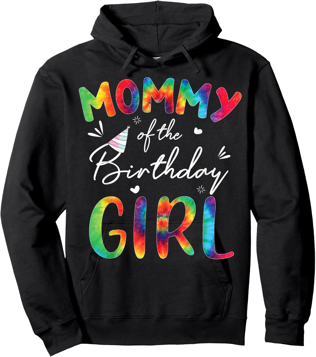 Mommy Of The Birthday Girls Mother Tie Dye Matching Family Hoodie - Hoodie | Black