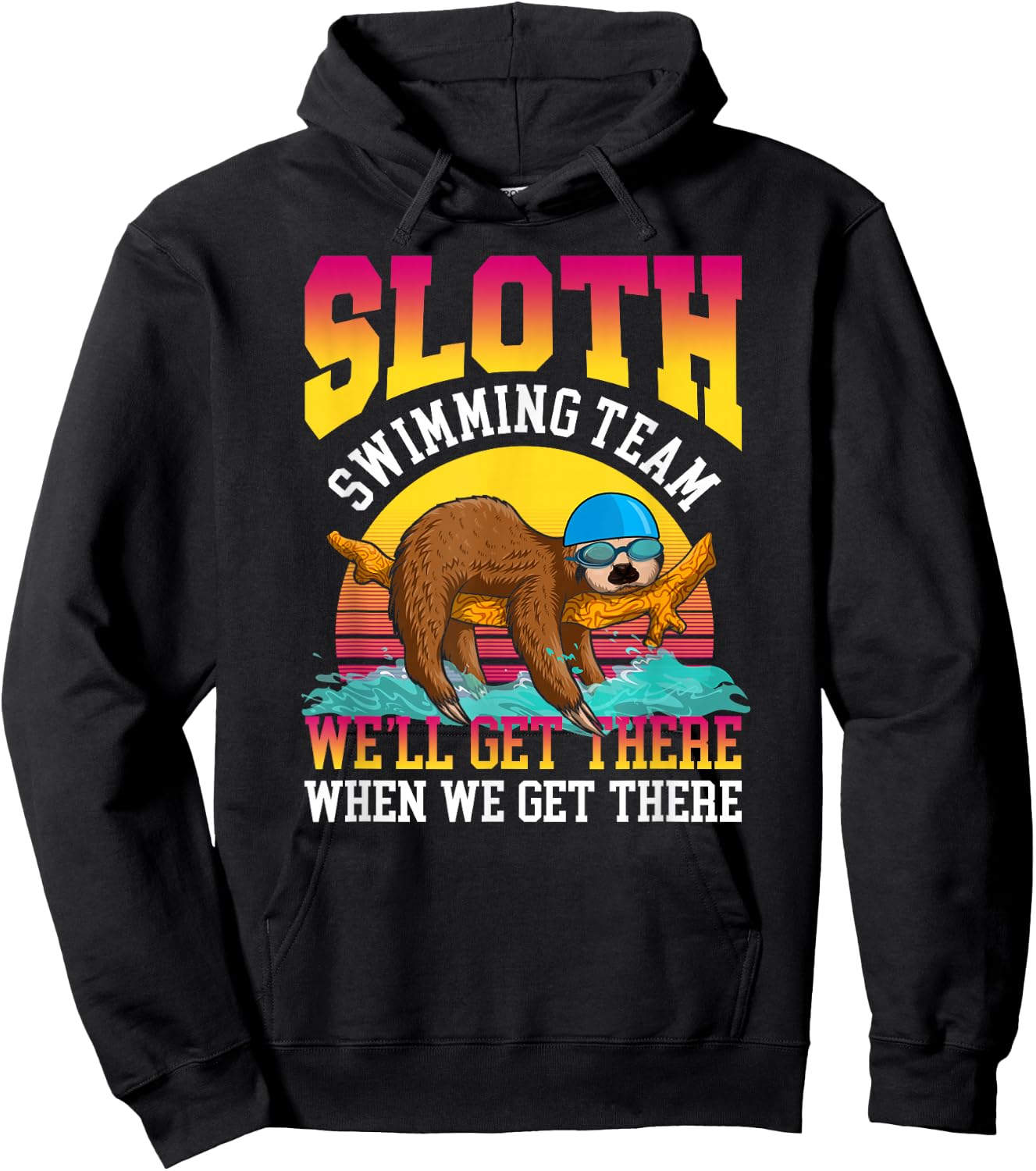 Swimmer Swim Sloth Swimming Team Retro Hoodie - Hoodie | Black