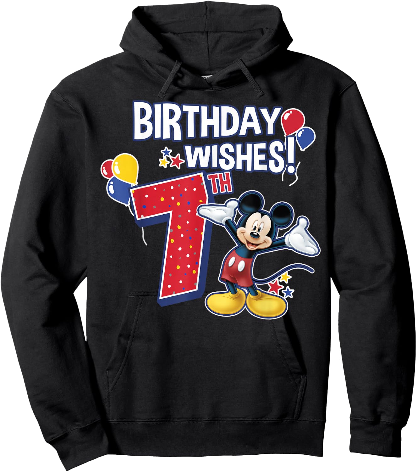 Disney Mickey and Friends Mickey Mouse 7th Birthday Wishes Small Hoodie - Hoodie | Black