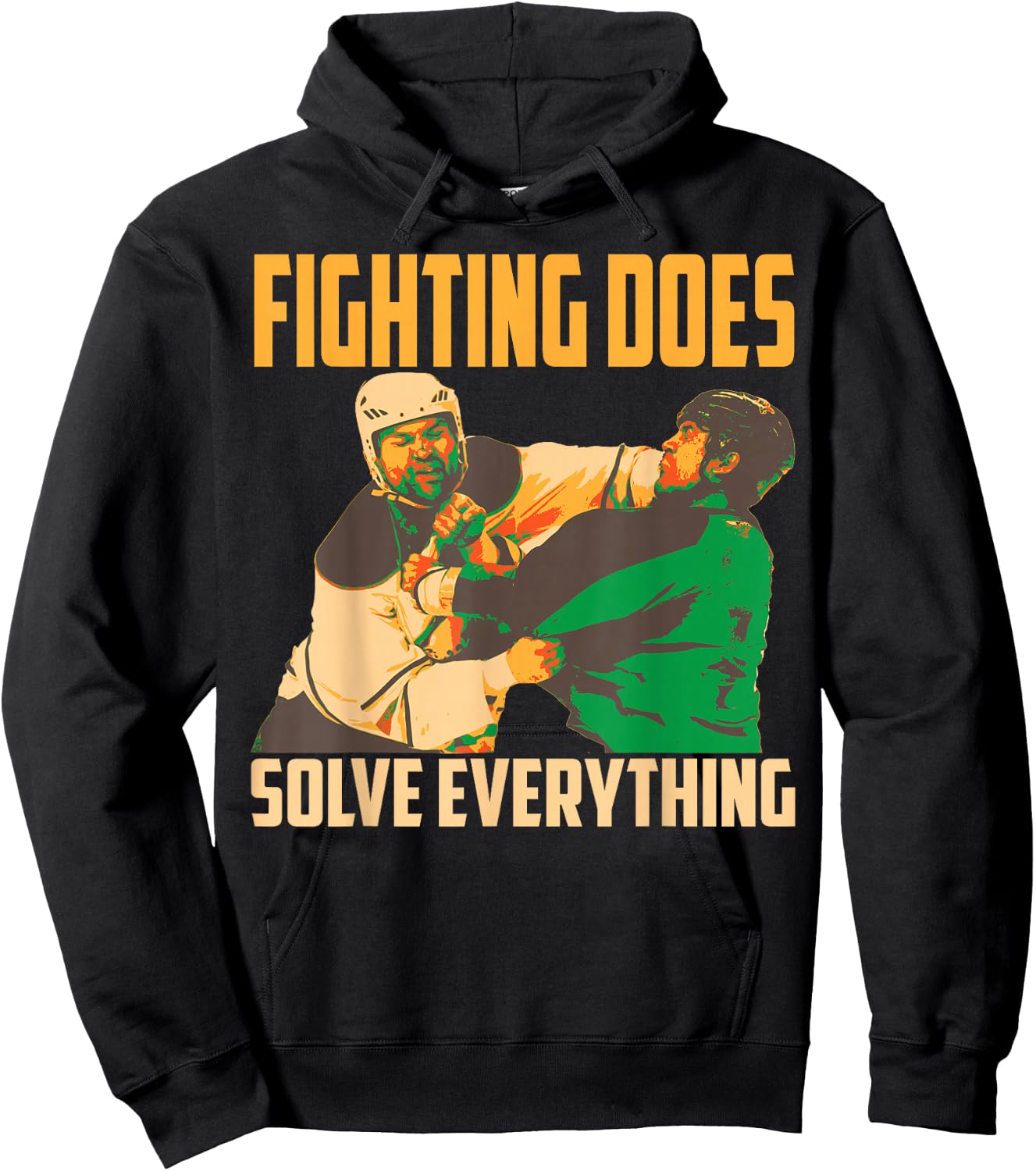 Cute Fighting Solve Everything | Funny Hockey Players Gift Hoodie - Hoodie | Black