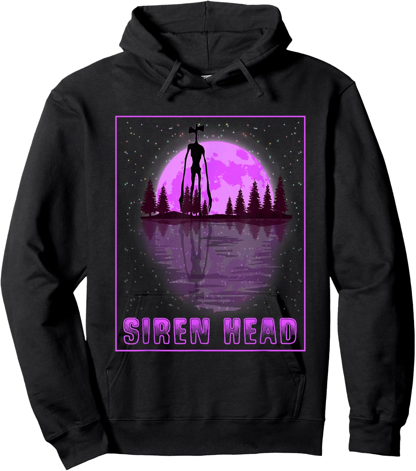 Siren Head and a Purple Full Moon Hoodie - Hoodie | Black
