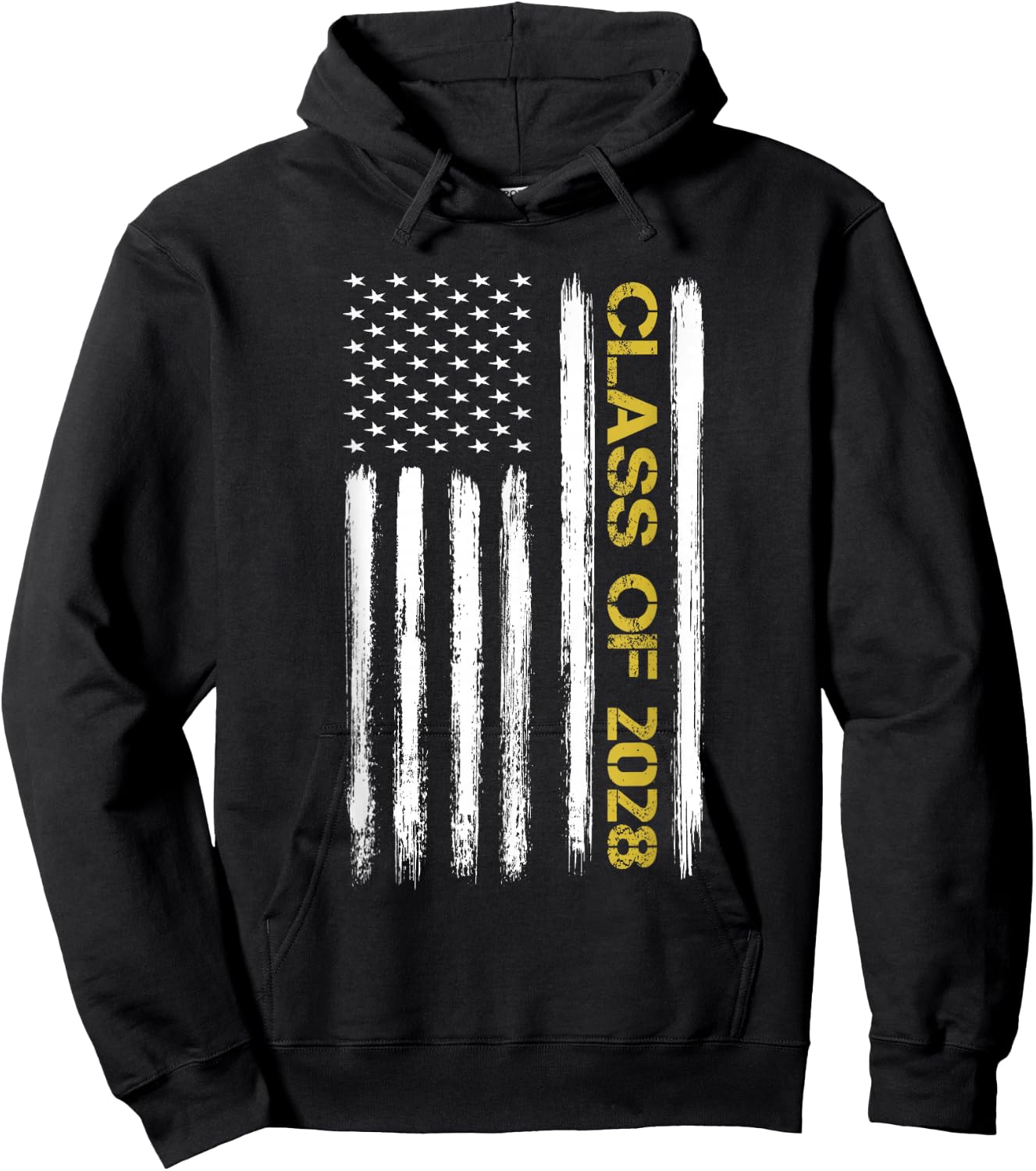 Senior Class Of 2028 Patriotic American Flag Graduation Gift Hoodie - Hoodie | Black