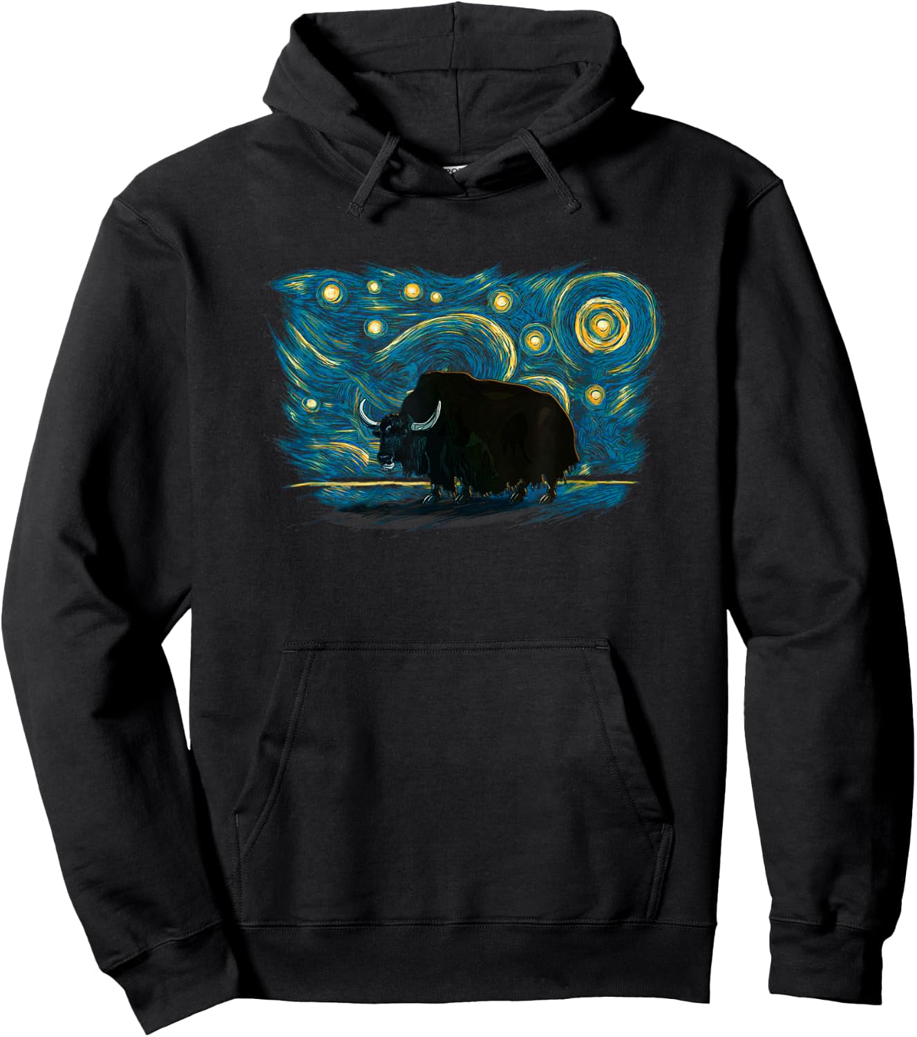 Retro Vintage Style Yak Hoodie - Hoodie | Black