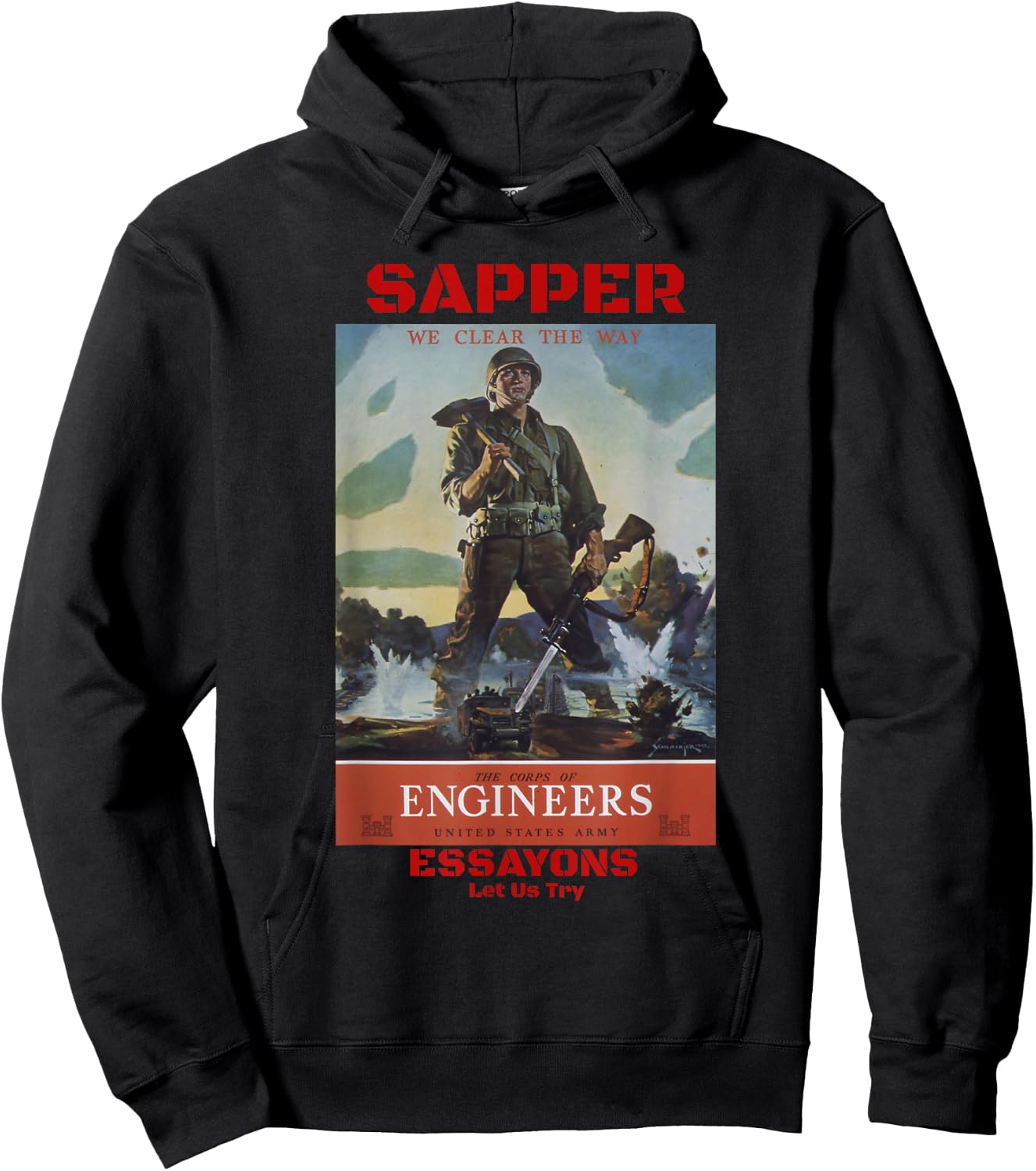 Sapper Army Combat Engineer Corps Veterans and Military Hoodie - Hoodie | Black