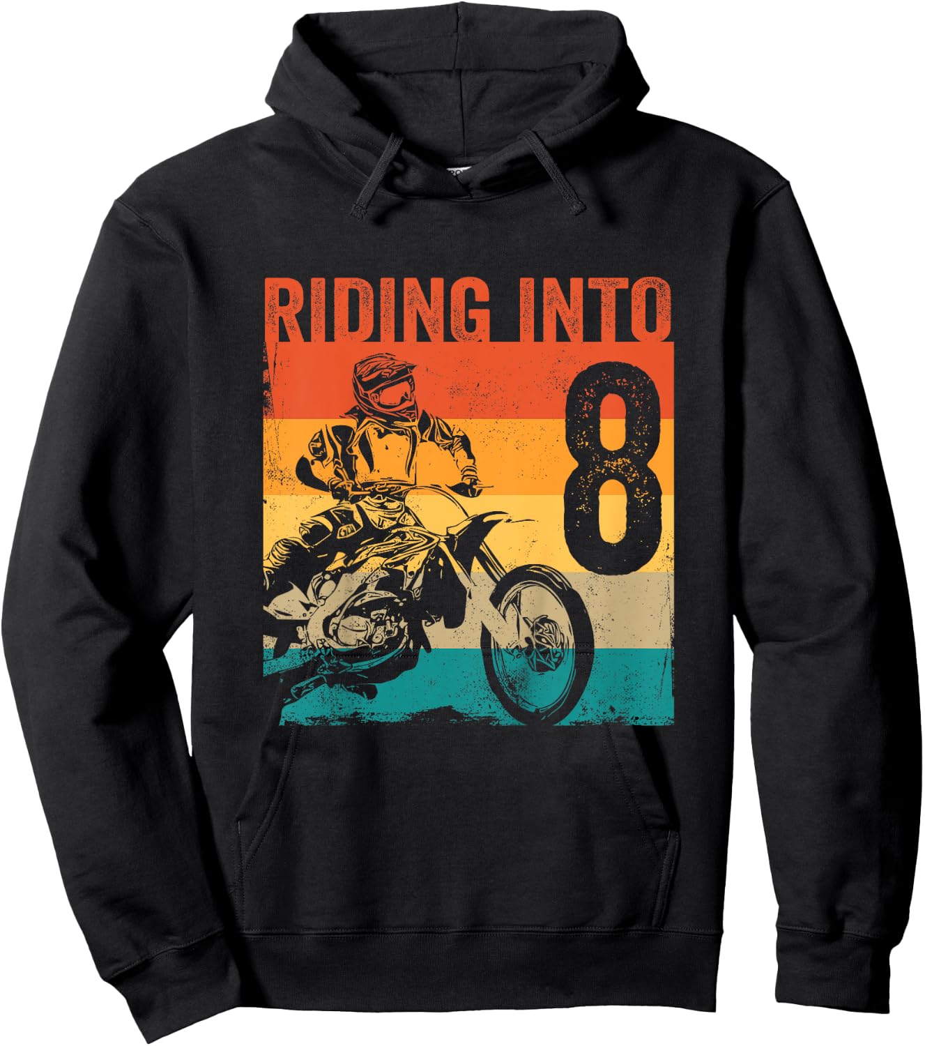 Kids Kids Motocross 8 Years Old Dirt Bike 8th Birthday Party Hoodie - Hoodie | Black