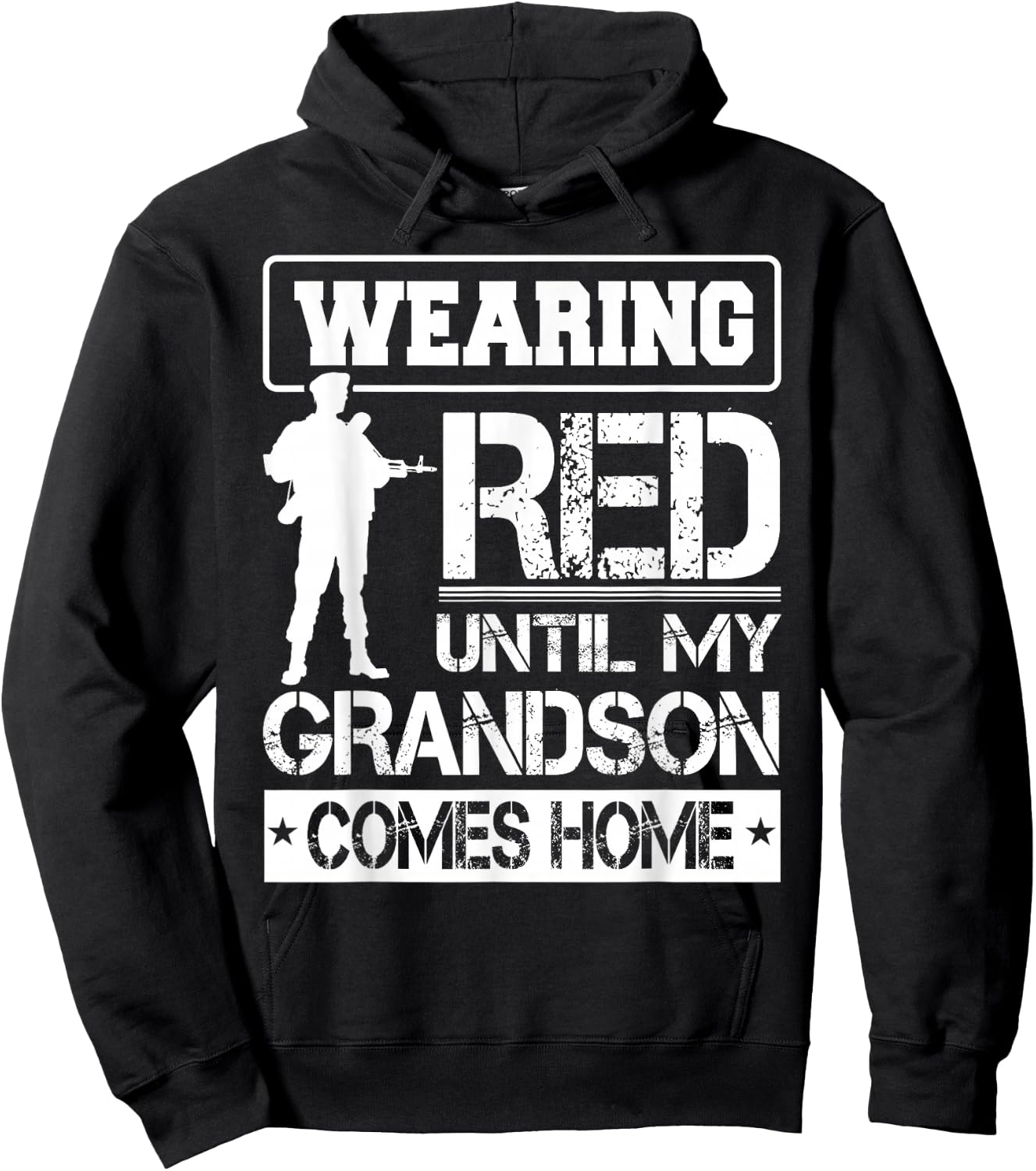 Red Friday For My Grandson Military Troops Deployed Wear Hoodie - Hoodie | Black