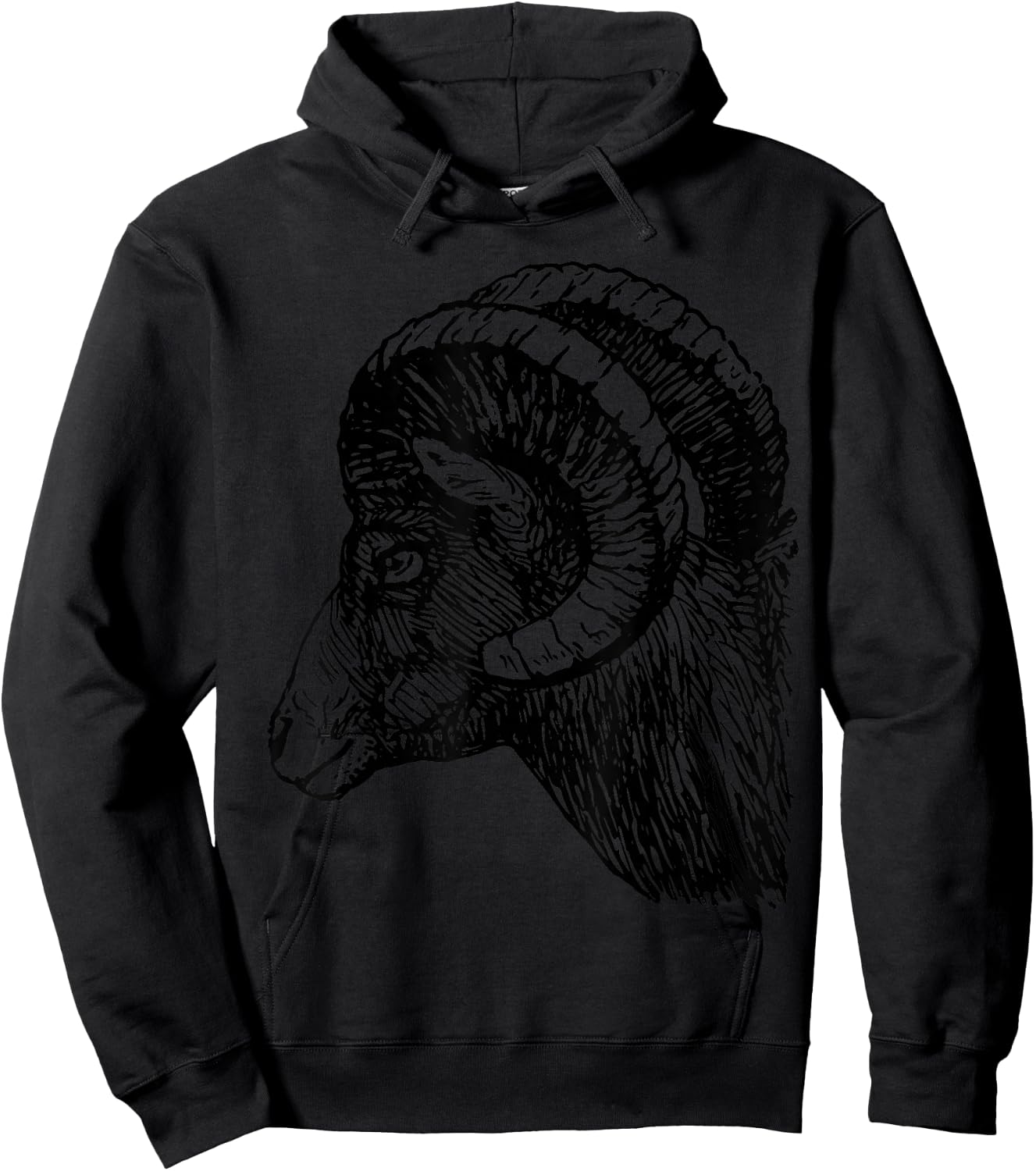 Bighorn Sheep Head and Horns Hoodie - Hoodie | Black