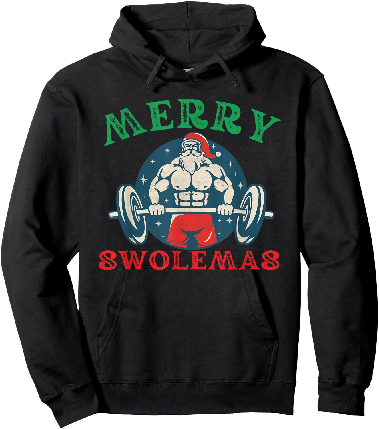 Merry Swolemas Funny bodybuilding Santa Christmas lift gym Hoodie - Hoodie | Black