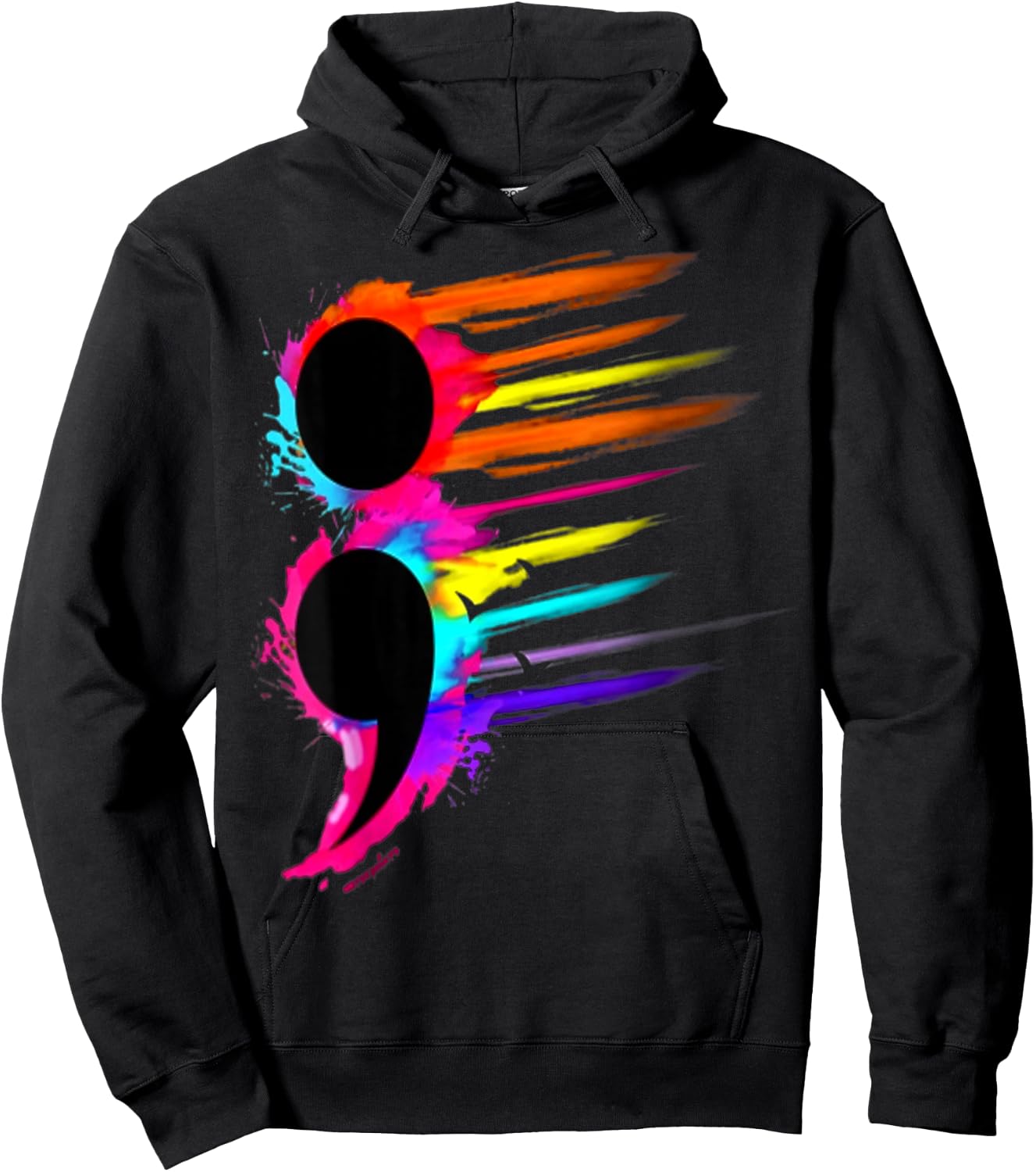 Suicide Prevention Semicolon Retro Colorful Birds Hoodie - Hoodie | Black
