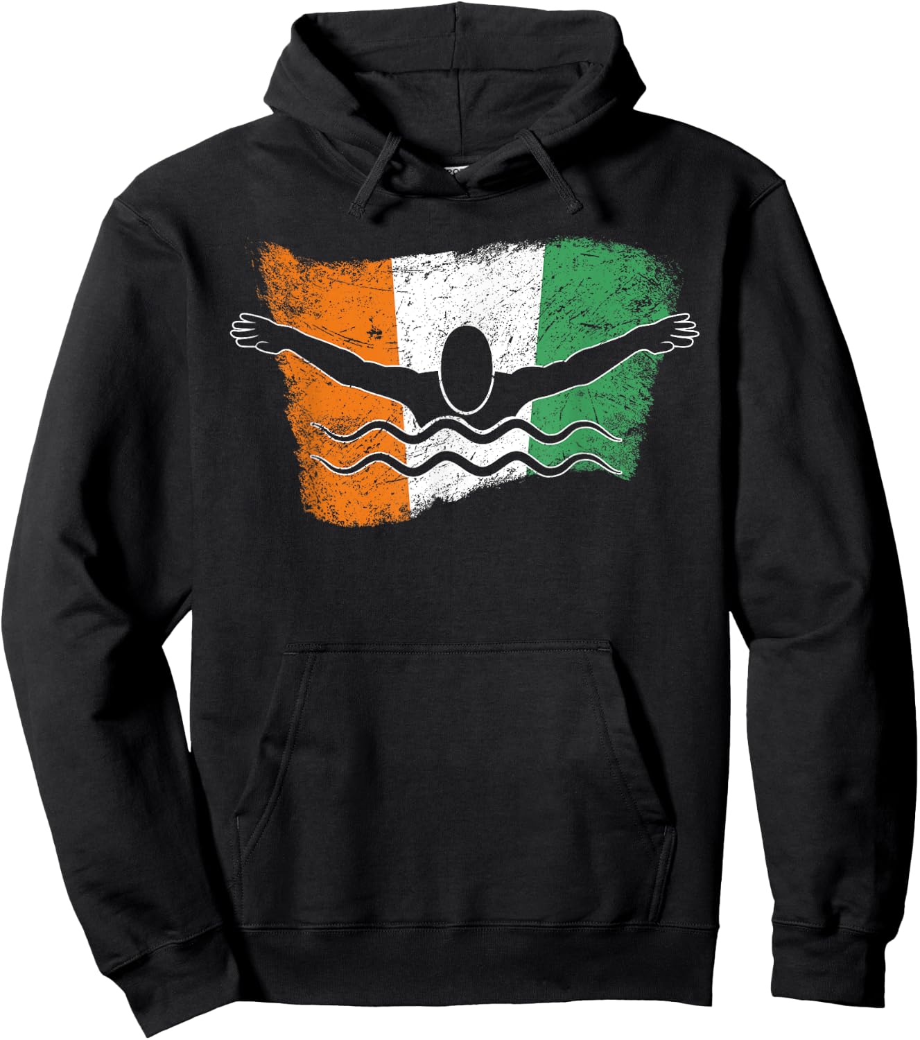 Cool Ireland Flag Vintage Irish Flag Swimmer Fly Swimming Hoodie - Hoodie | Black