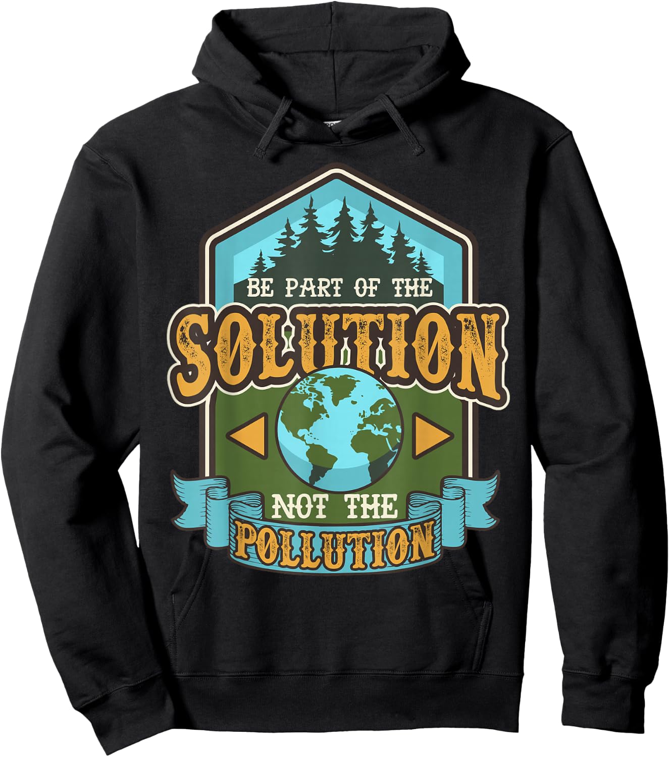 Earth Day Be The Solution Cute Vintage Recycled Hoodie - Hoodie | Black