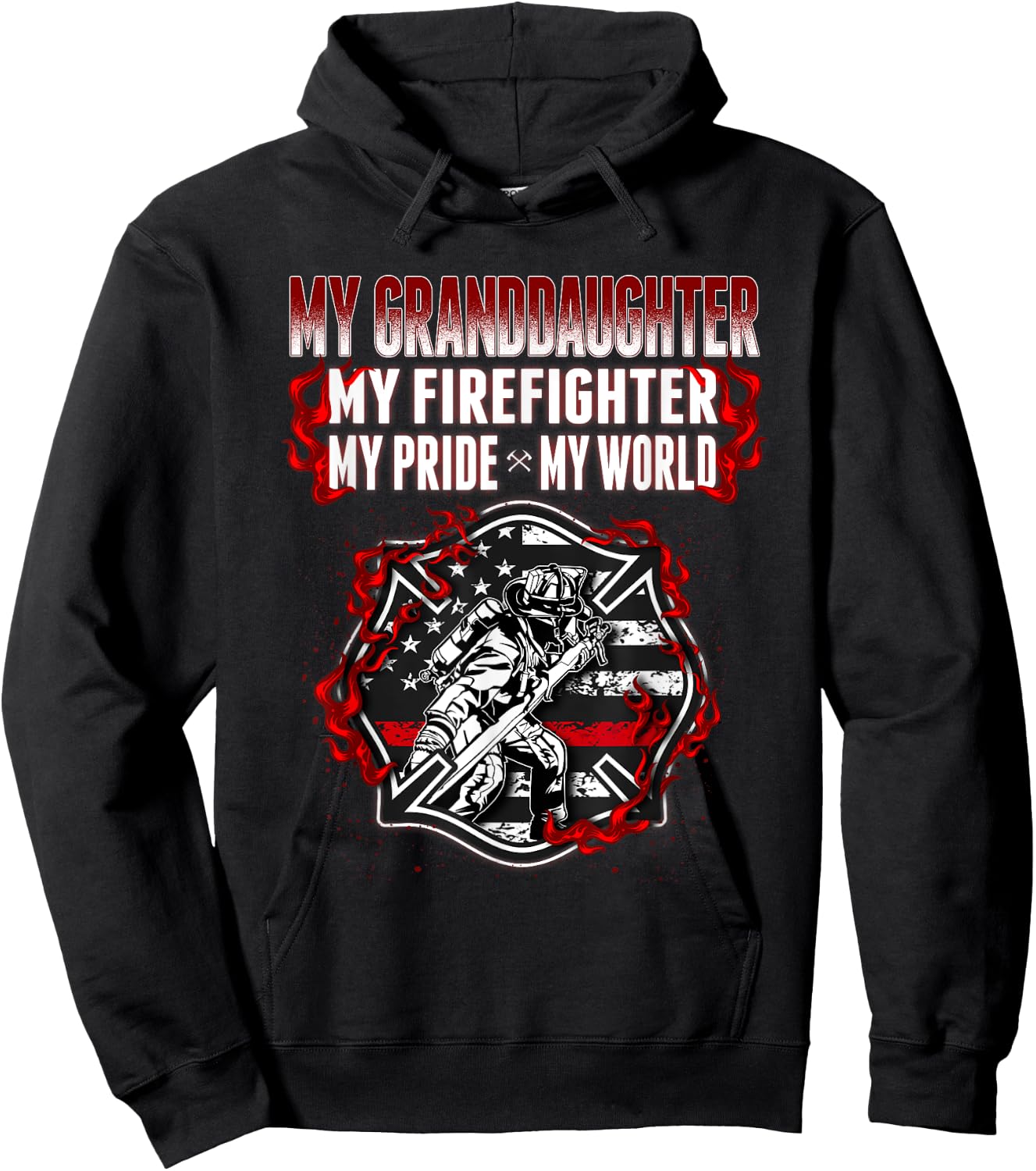 My Granddaughter Is Firefighter Hero Proud Fire Grandparent Hoodie - Hoodie | Black