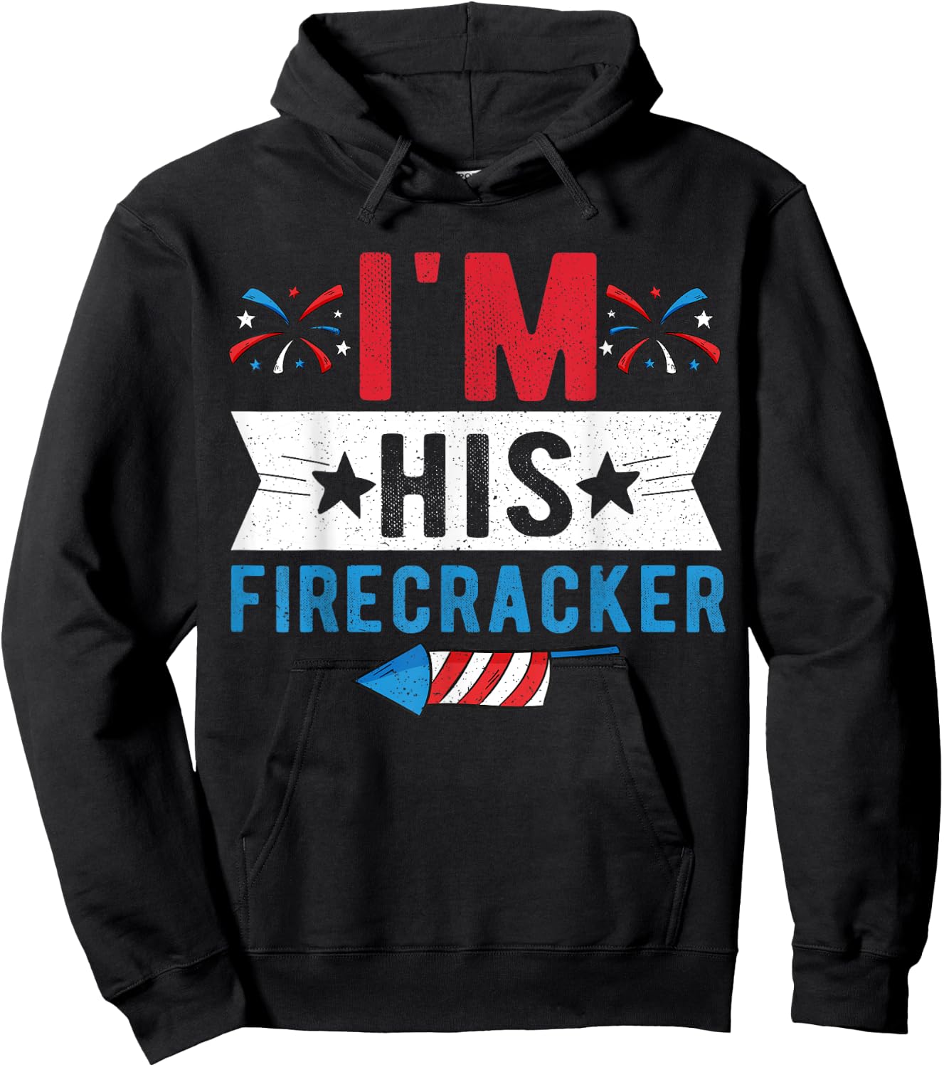 I'm His Firecracker Cute 4th Of July Matching Couple Hoodie - Hoodie | Black