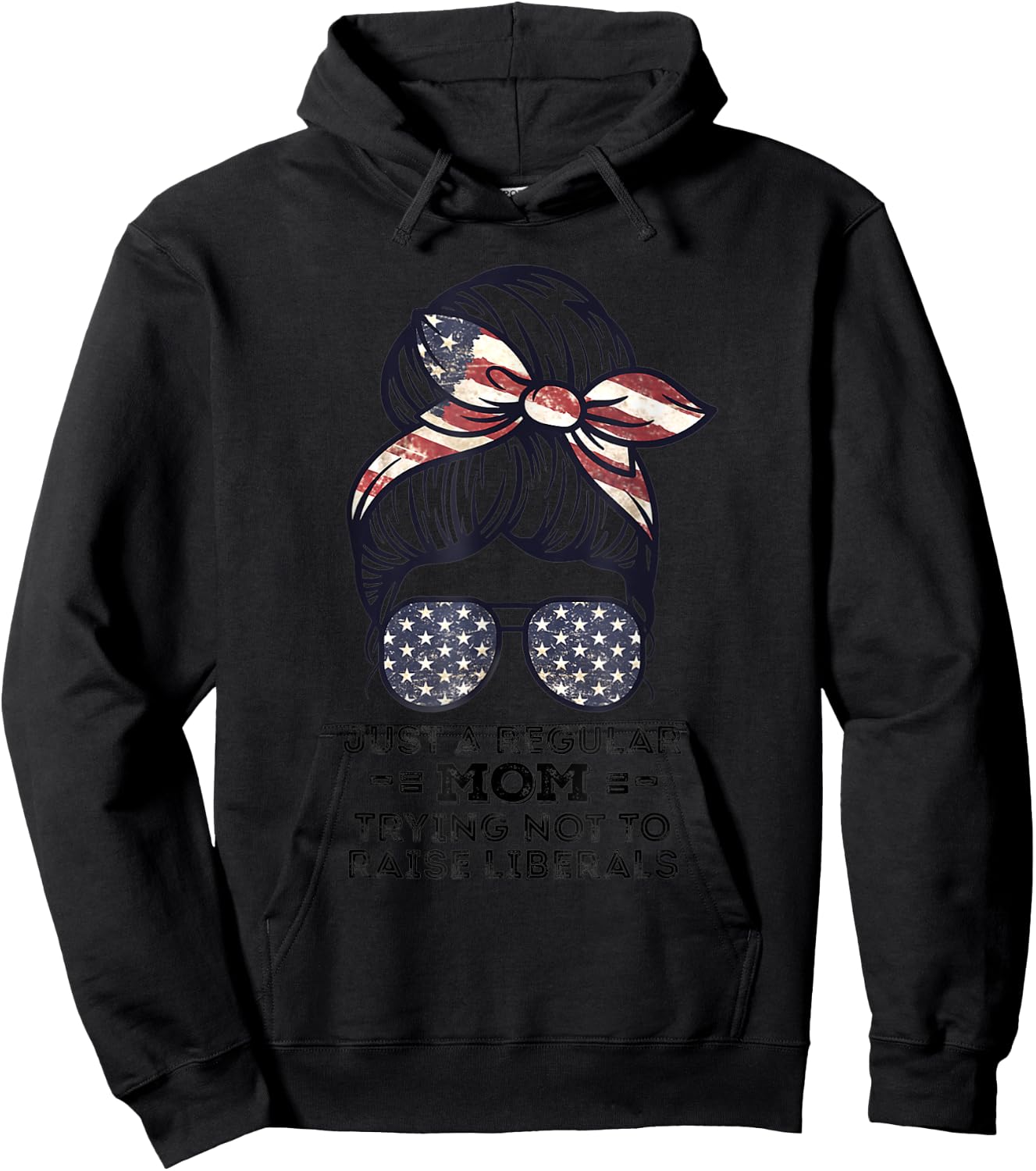 Just A Regular Mom Trying Not To Raise Liberals Republican Hoodie - Hoodie | Black