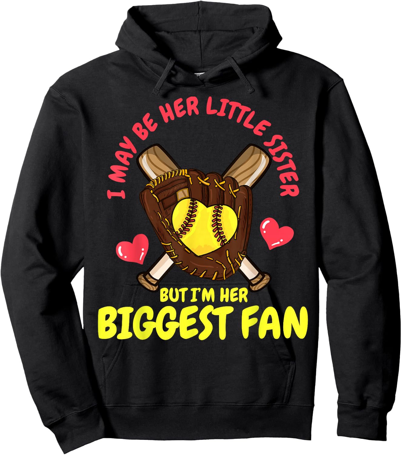 Softball Little Sister Hoodie - Hoodie | Black