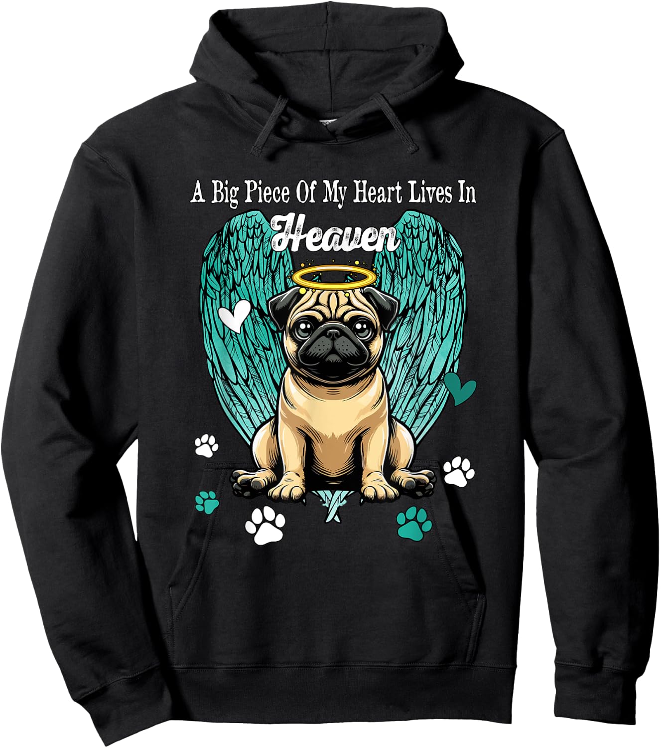 Heart Lives In Heaven Costume Pug Memories Owner Hoodie - Hoodie | Black