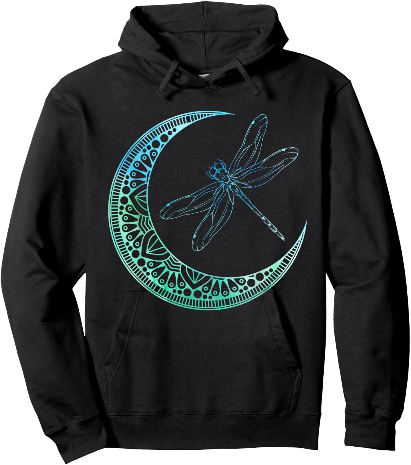 Entomologist Insect Animal Gift Moon Mandala Dragonfly Hoodie - Hoodie | Black