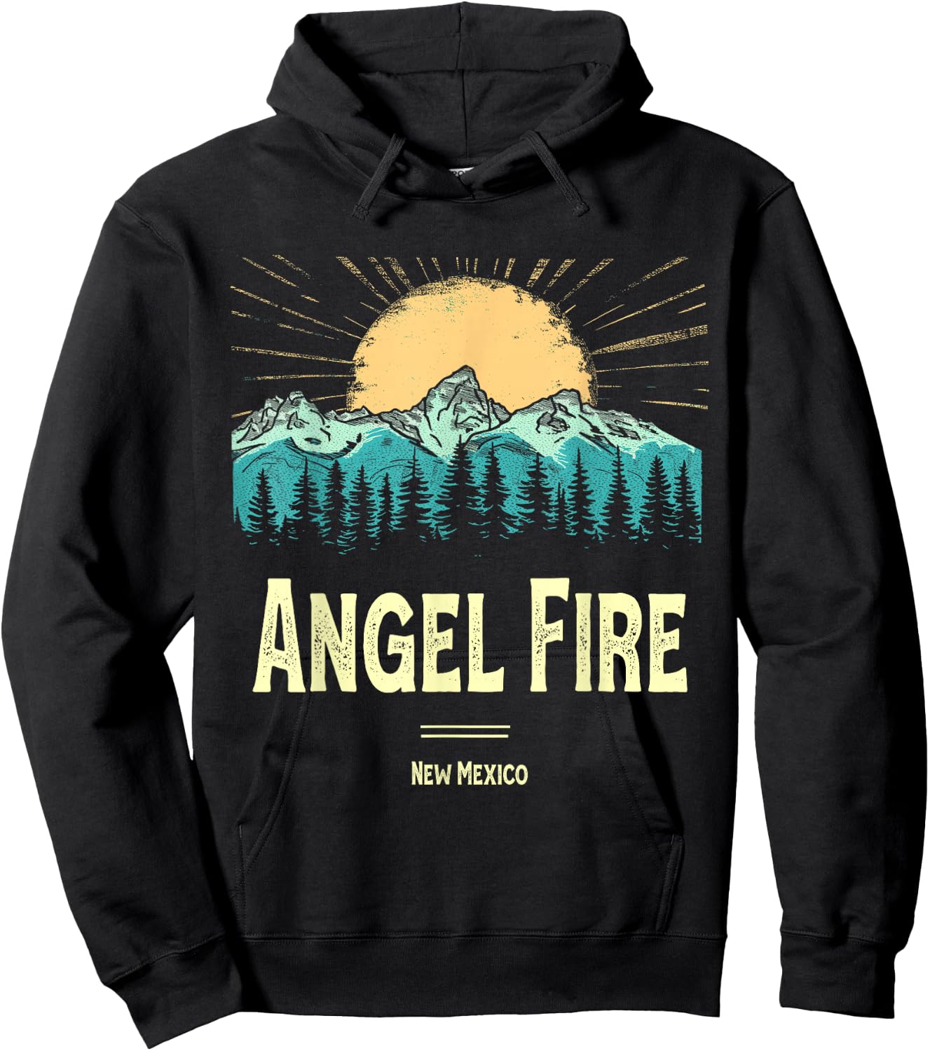 Vintage Angel Fire New Mexico Souvenir Hiking Sunset Hoodie - Hoodie | Black