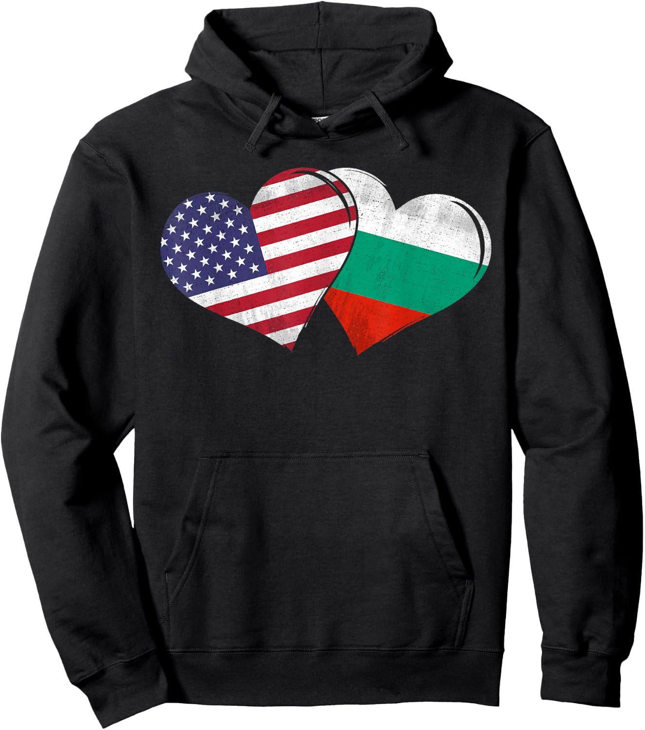 Vintage Bulgaria - American Flag Heart For Bulgarian Hoodie - Hoodie | Black
