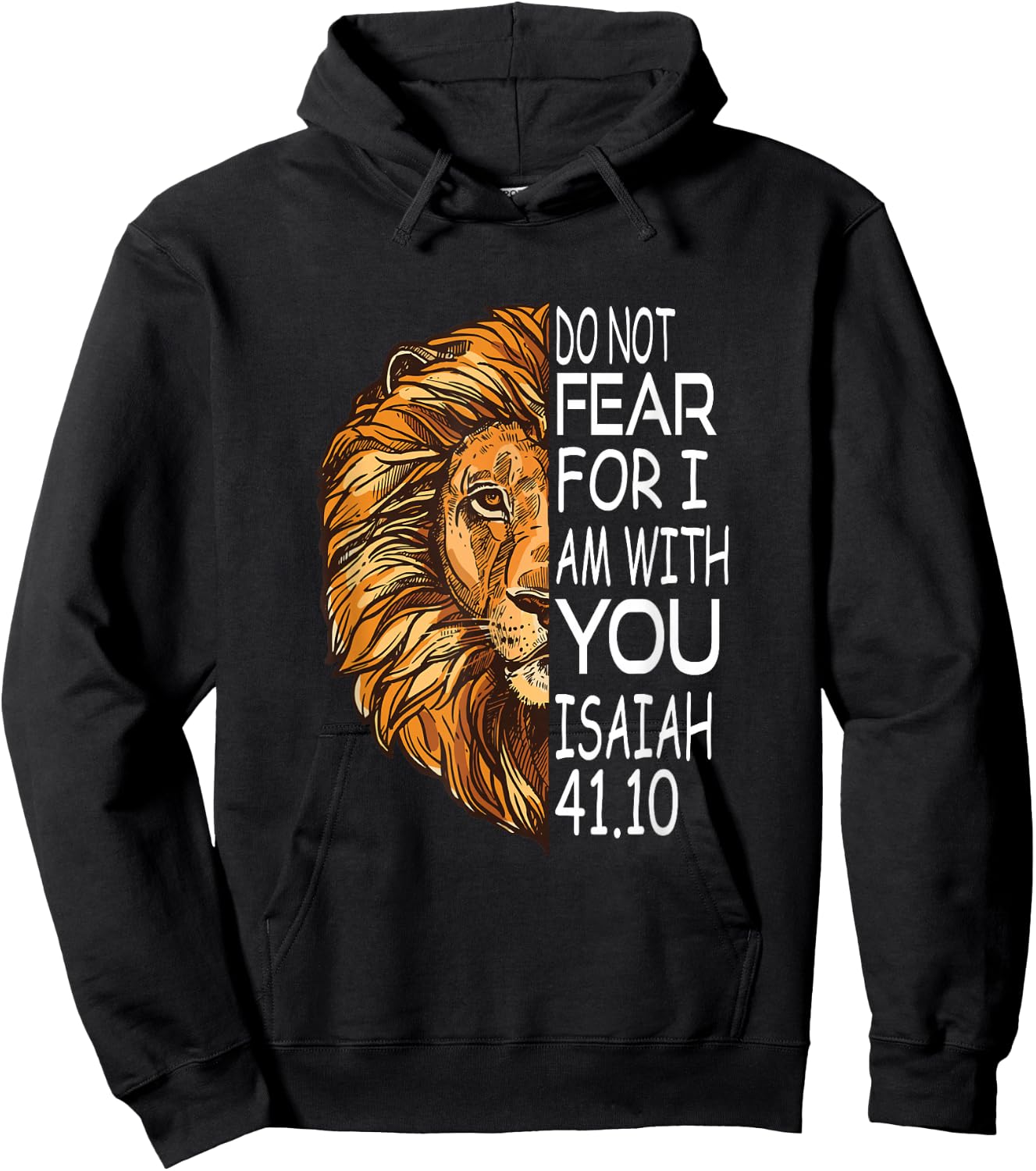 Christian Religious Bible Verse Sayings Lion Fear Scripture Hoodie - Hoodie | Black