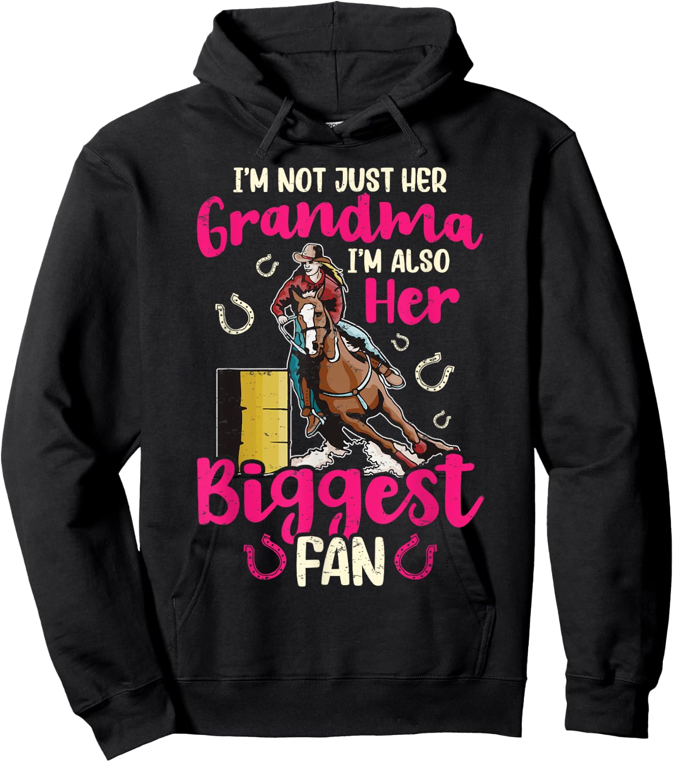 Grandma Barrel Racer Fan Barrel Racing Horse Rodeo Women Hoodie - Hoodie | Black