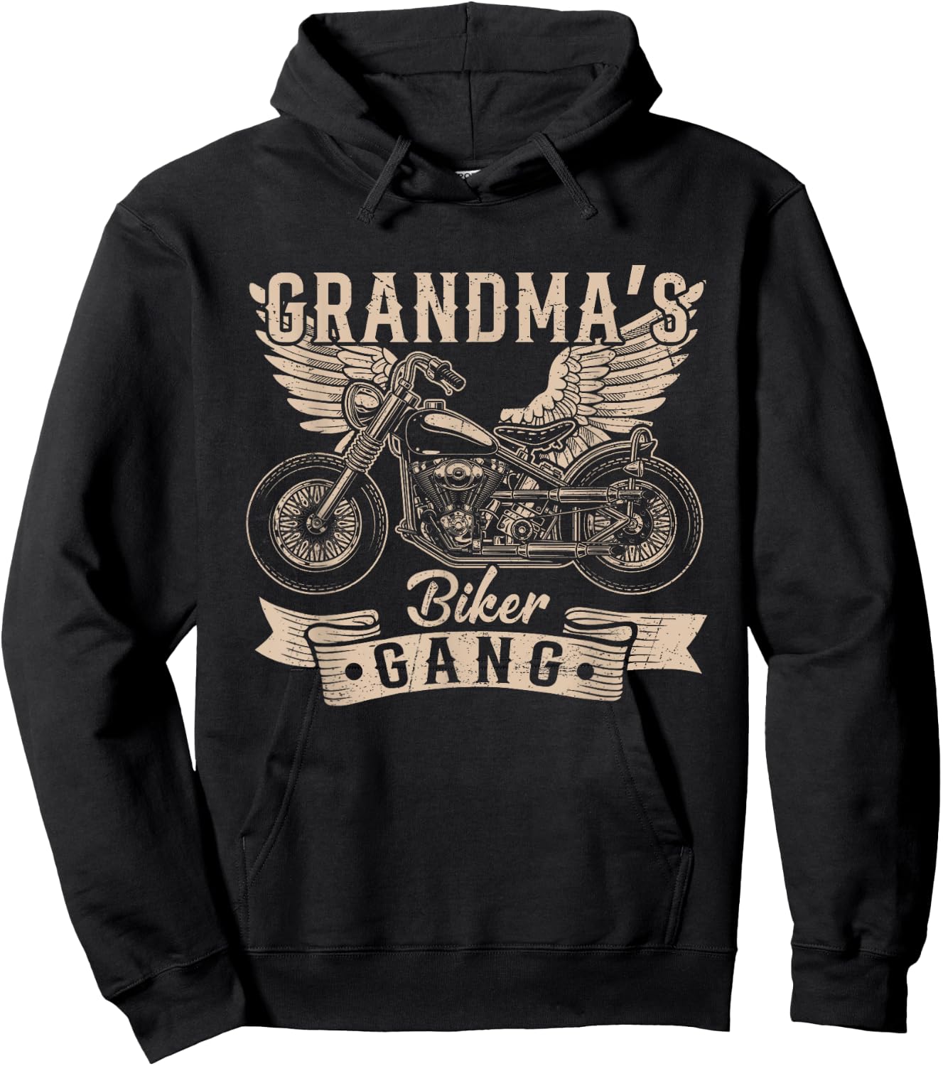Grandma's Biker Gang Proud Motorcycle Rider Mothers Day Hoodie - Hoodie | Black