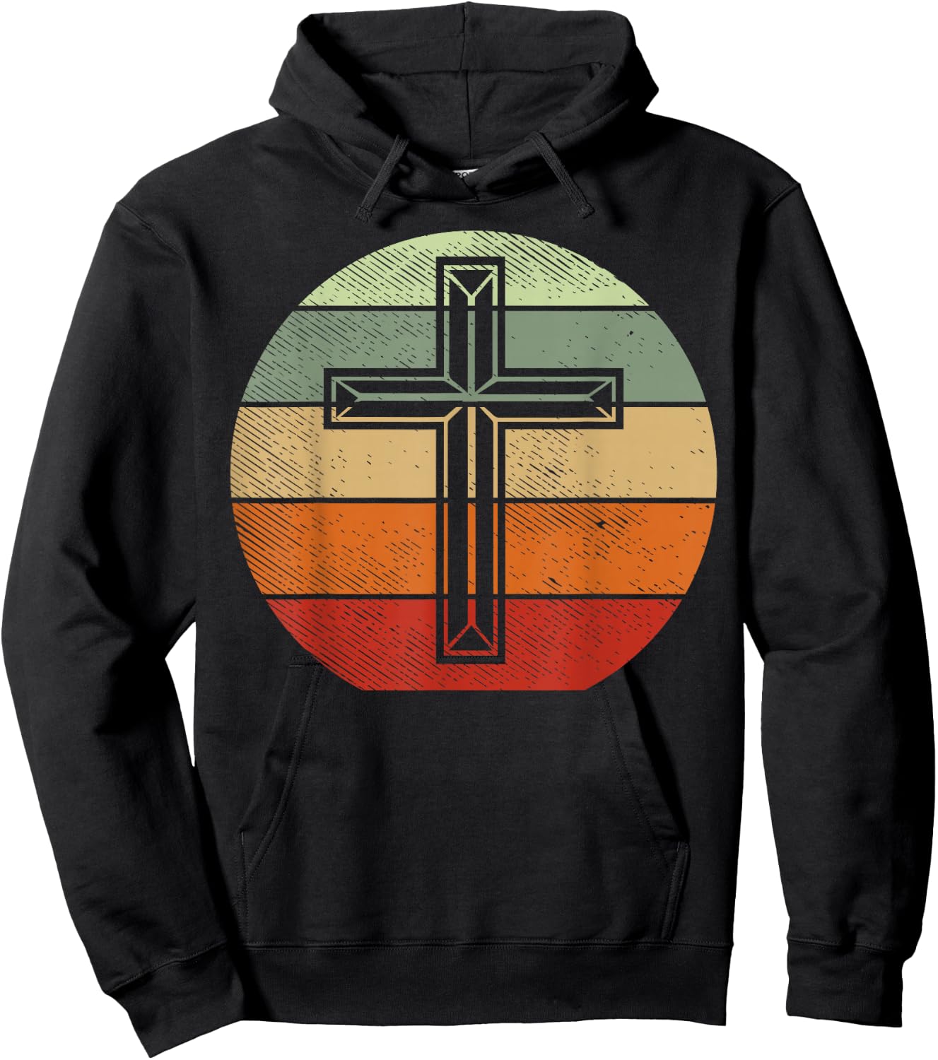 Jesus Retro Cross Christ God Faith Religious Christian Gift Hoodie - Hoodie | Black