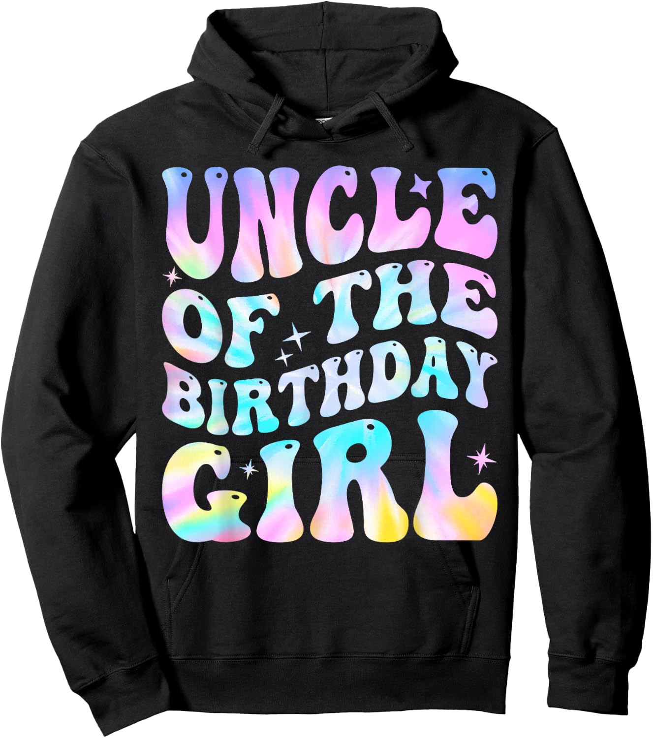 Uncle Of The Birthday Girl Daughter Groovy Dad Retro Theme Hoodie - Hoodie | Black