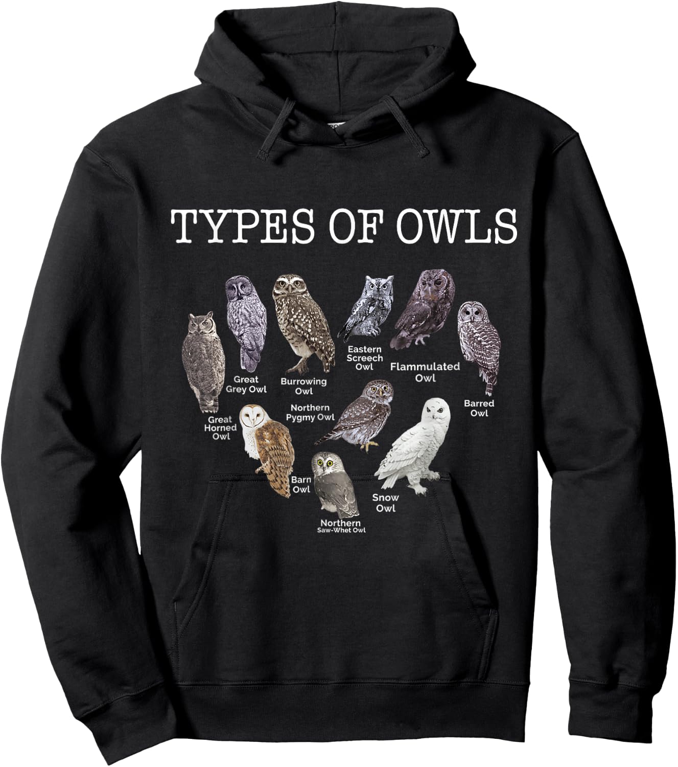 Types of Owls Educational Cute Owl Lover gift men women kids Hoodie - Hoodie | Black