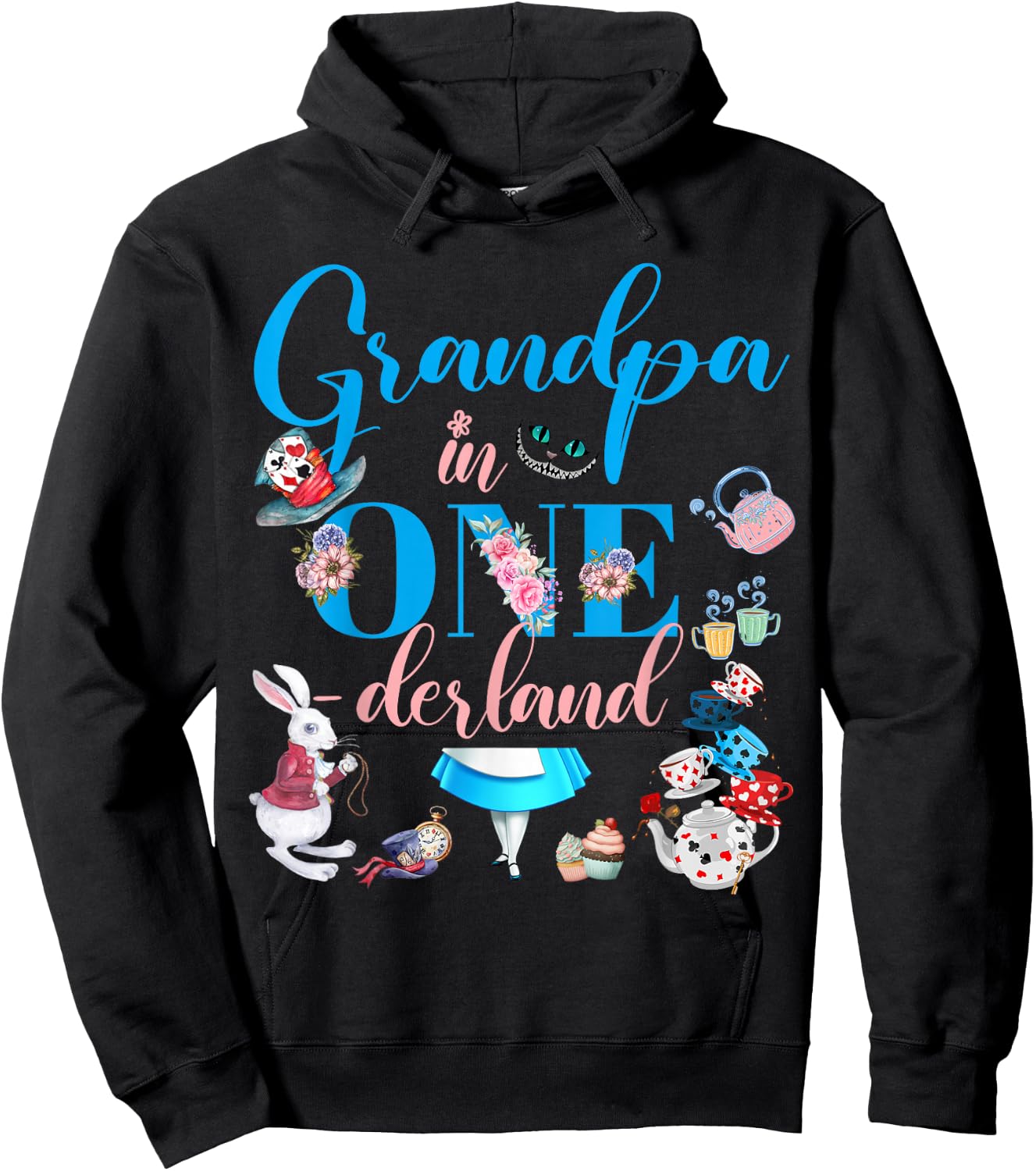 Alice in ONEderland Family Grandpa Of The Birthday Girl Hoodie - Hoodie | Black