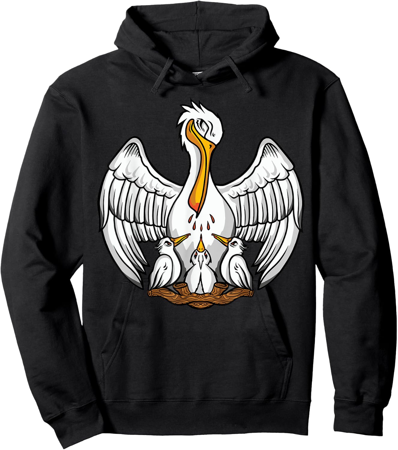 Pelican in Her Piety Catholic Symbols Traditional Latin Mass Hoodie - Hoodie | Black