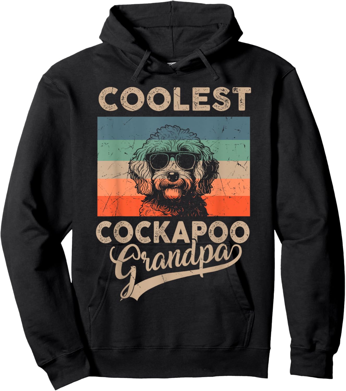 Coolest Cockapoo Grandpa Gifts Dad Funny Dog Grandpa Retro Women Girls Kids Hoodie - Hoodie | Black