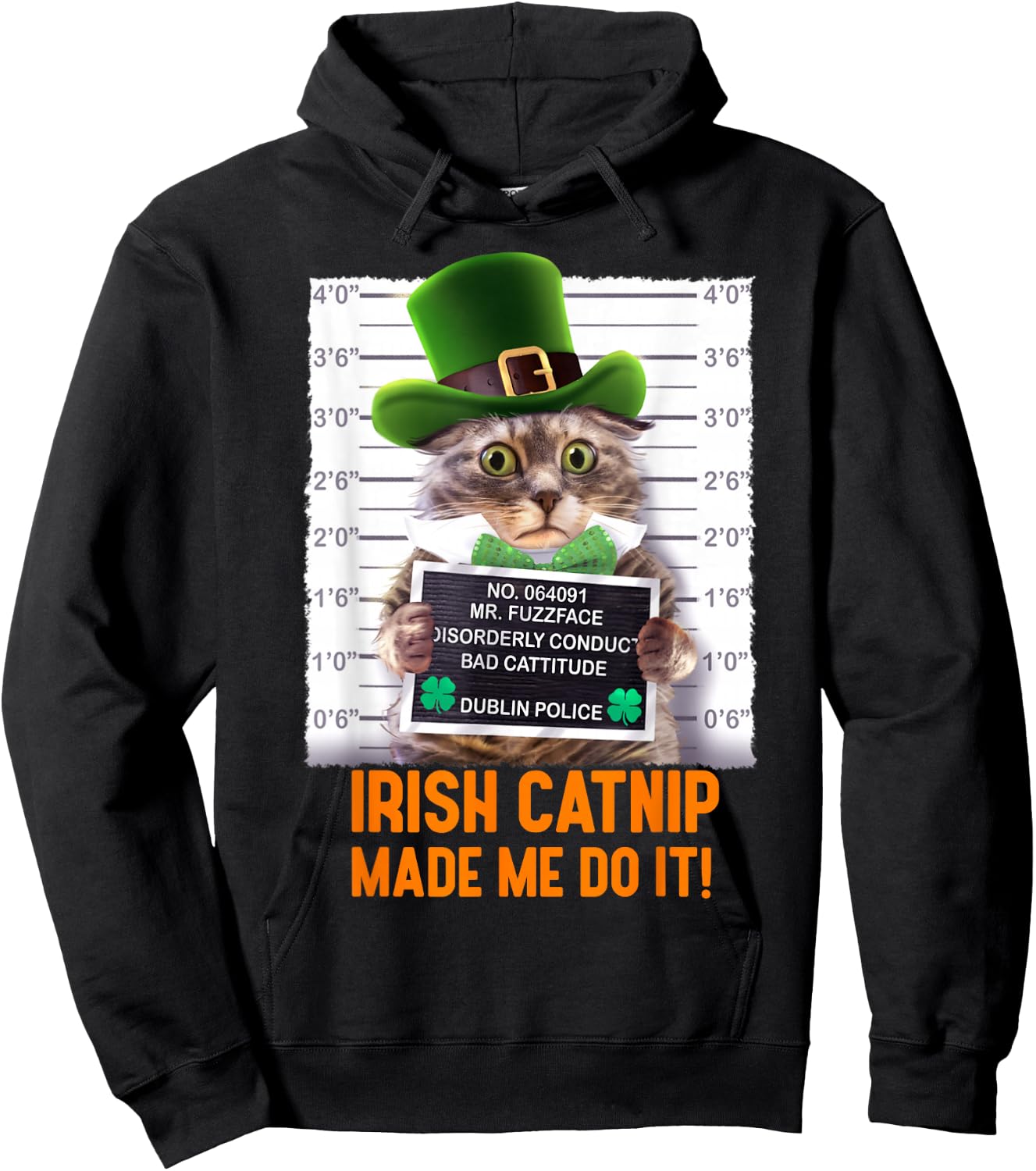 Irish Catnip Made Me Do It! Funny St. Patrick's Day Cat Hoodie - Hoodie | Black