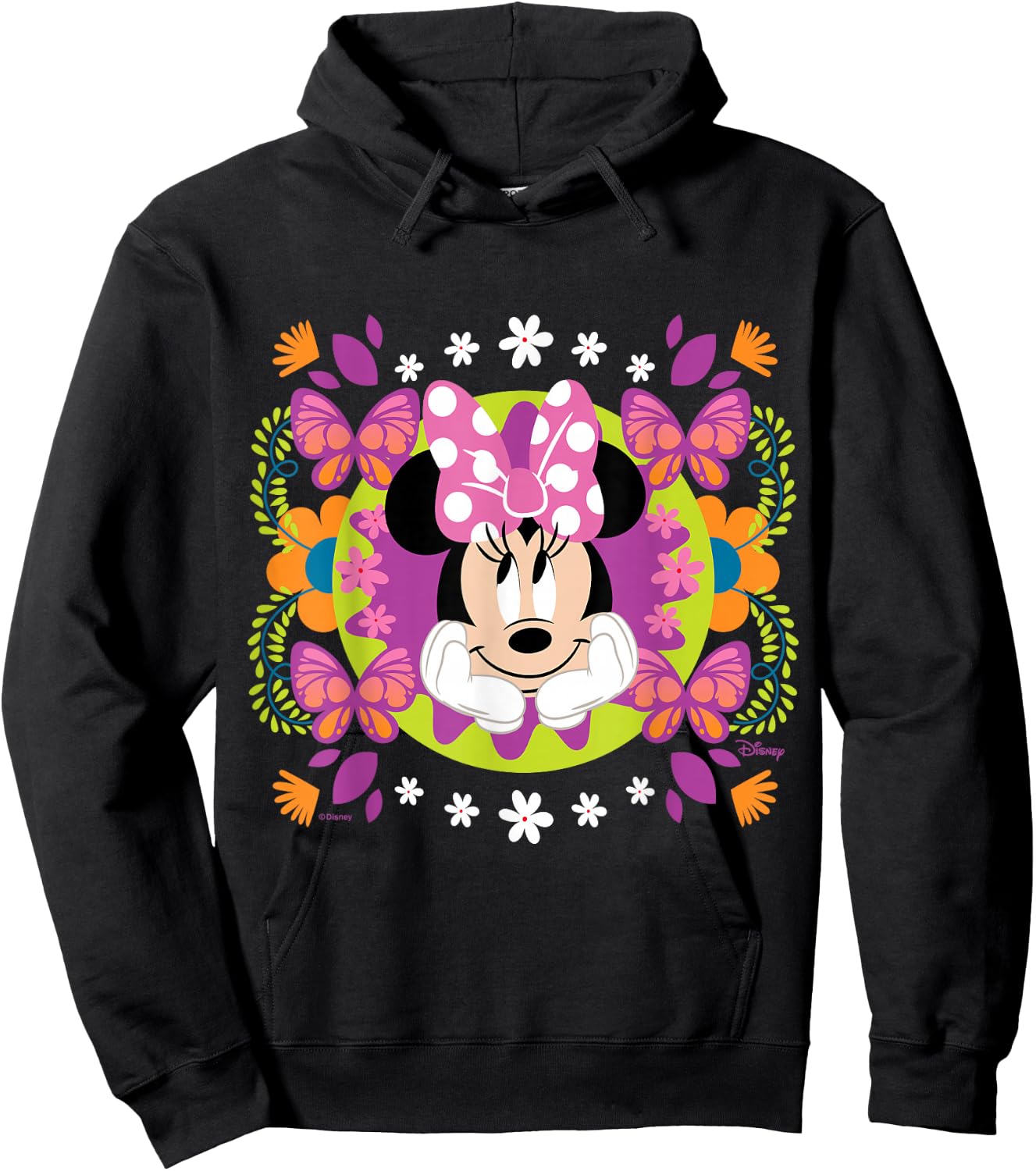 Minnie Mouse - Spring Florals & Butterflies Burst Hoodie - Hoodie | Black